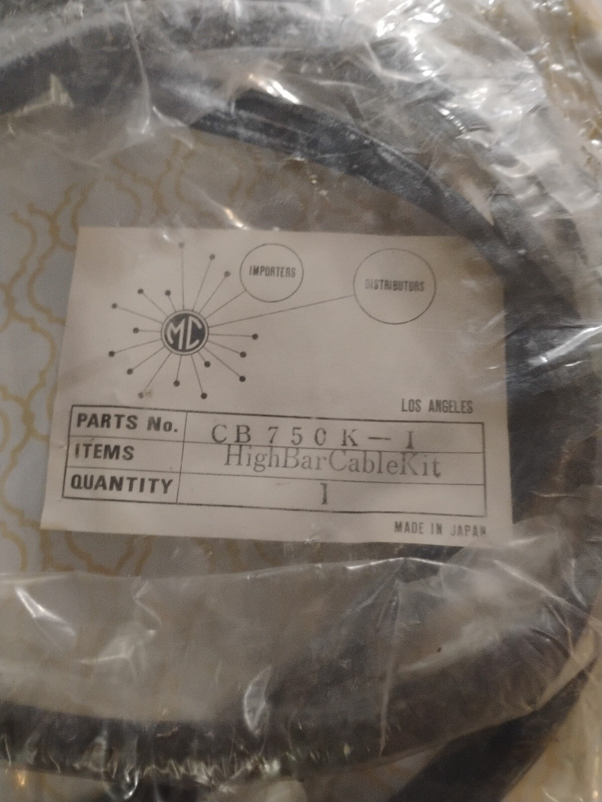 1973 Honda CB750 Four 6"HIGH BAR CARBLE KIT CB750K-1 Vintage Nos Oem