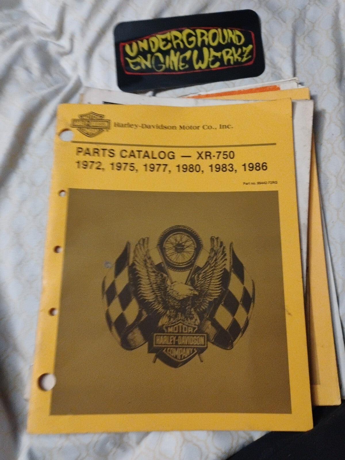 Vtg Harley Davidson XR-750 '72, '75, '77, '80, '83, '86 Parts Catalog 99442-72RG