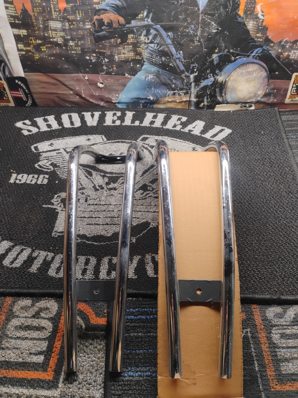 K&G Engineering Chrome Motorcycle Trunk Rails Saddlebag Guard Rails NOS In Box