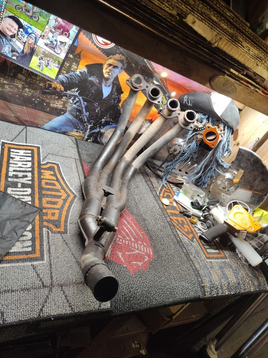 91-94 HONDA CBR600F2 EXHAUST HEADER PIPES MANIFOLD W CLAMP BOLTS OEM GOOD WORKIN