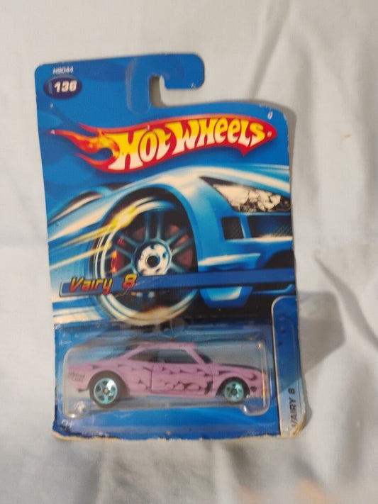 2005 Hot Wheels Mainline #136 VAIRY 8 Lavender w/Purple 5 Spoke Wheels Variation
