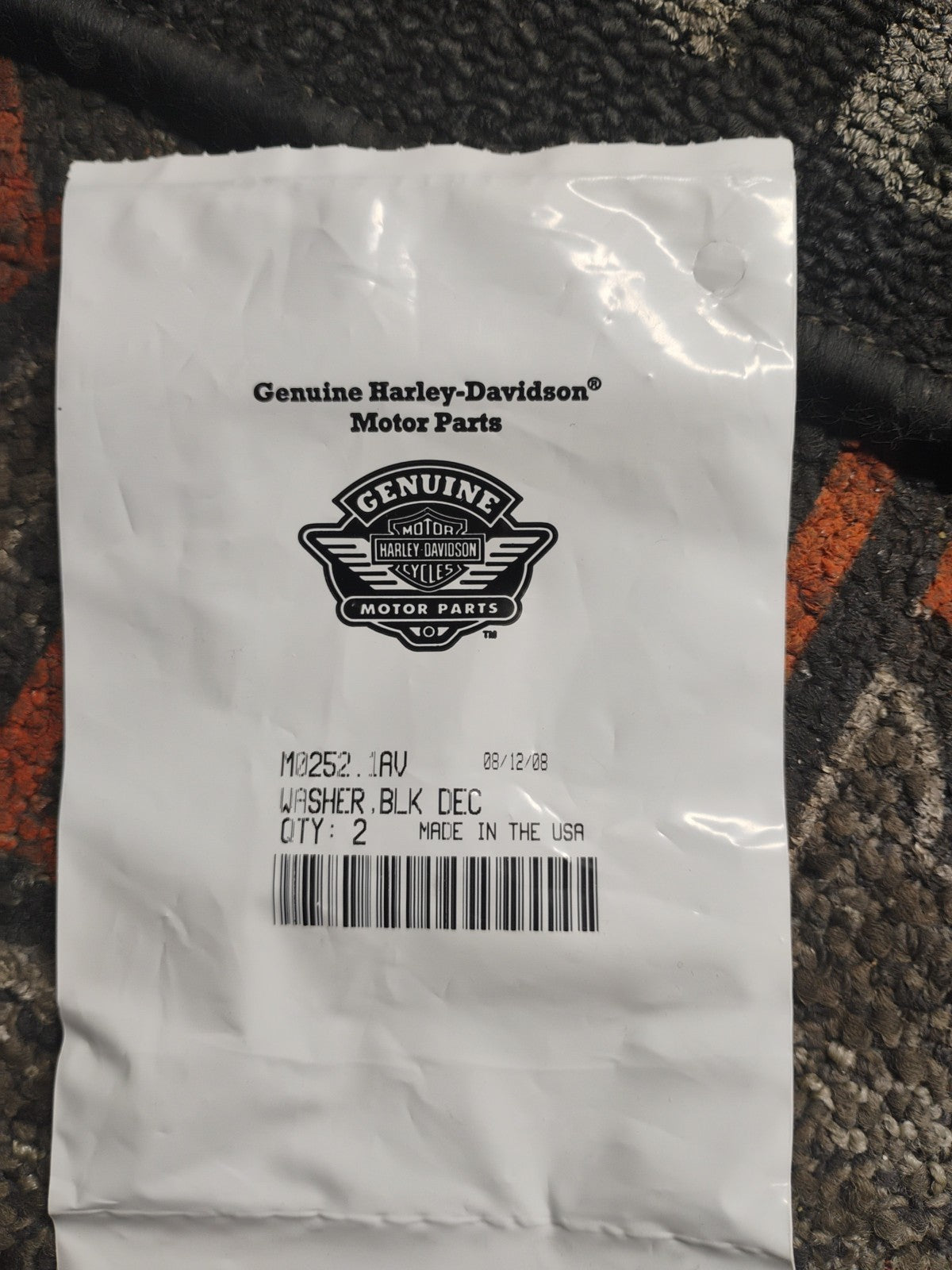 Harley-Davidson OEM M0252.1AV Washer Black Decorative Qty 2 NOS