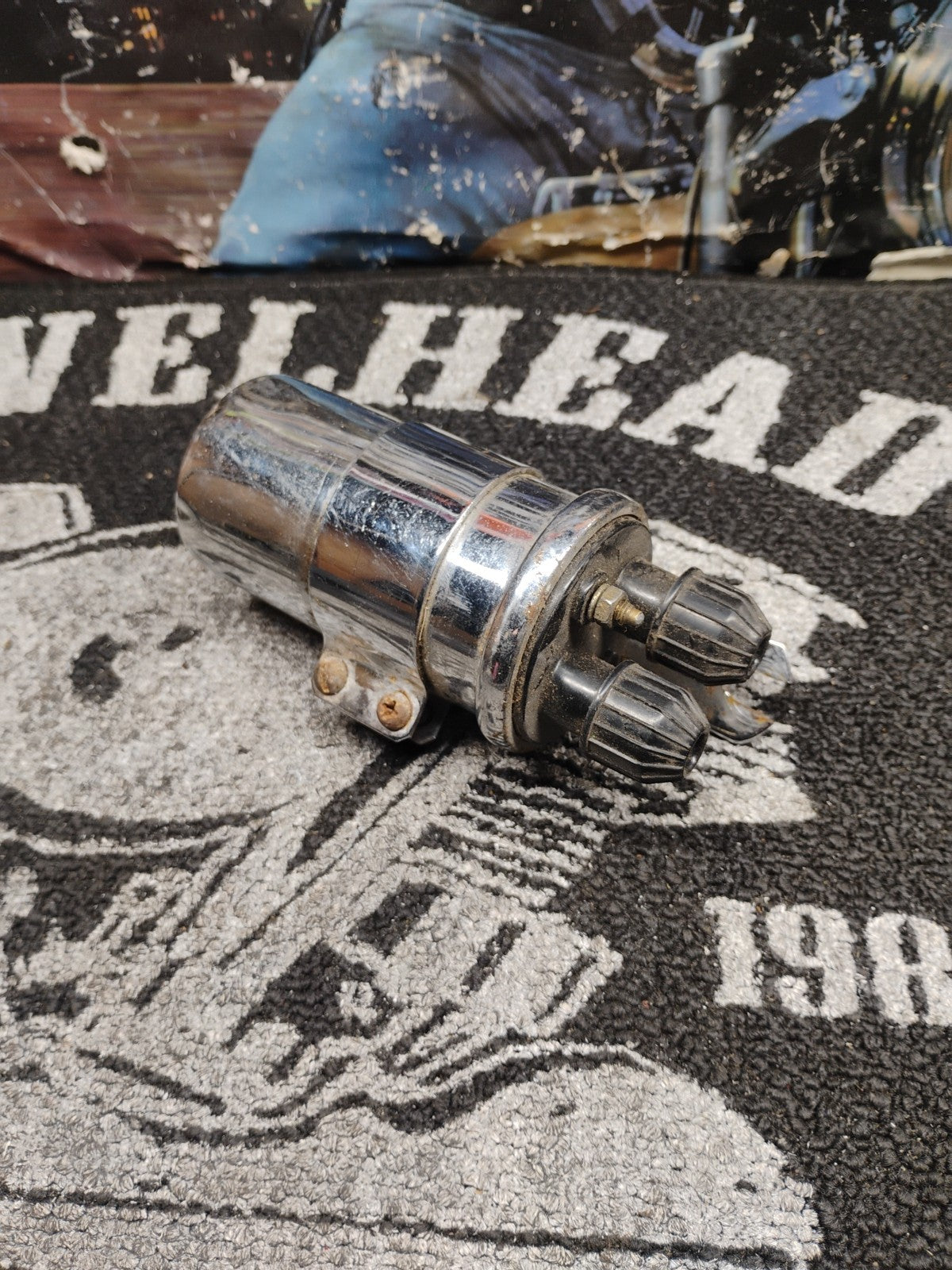 Vintage Round 6V Ignition Coil Mount Harley Ironhead Shovelhead Flathead