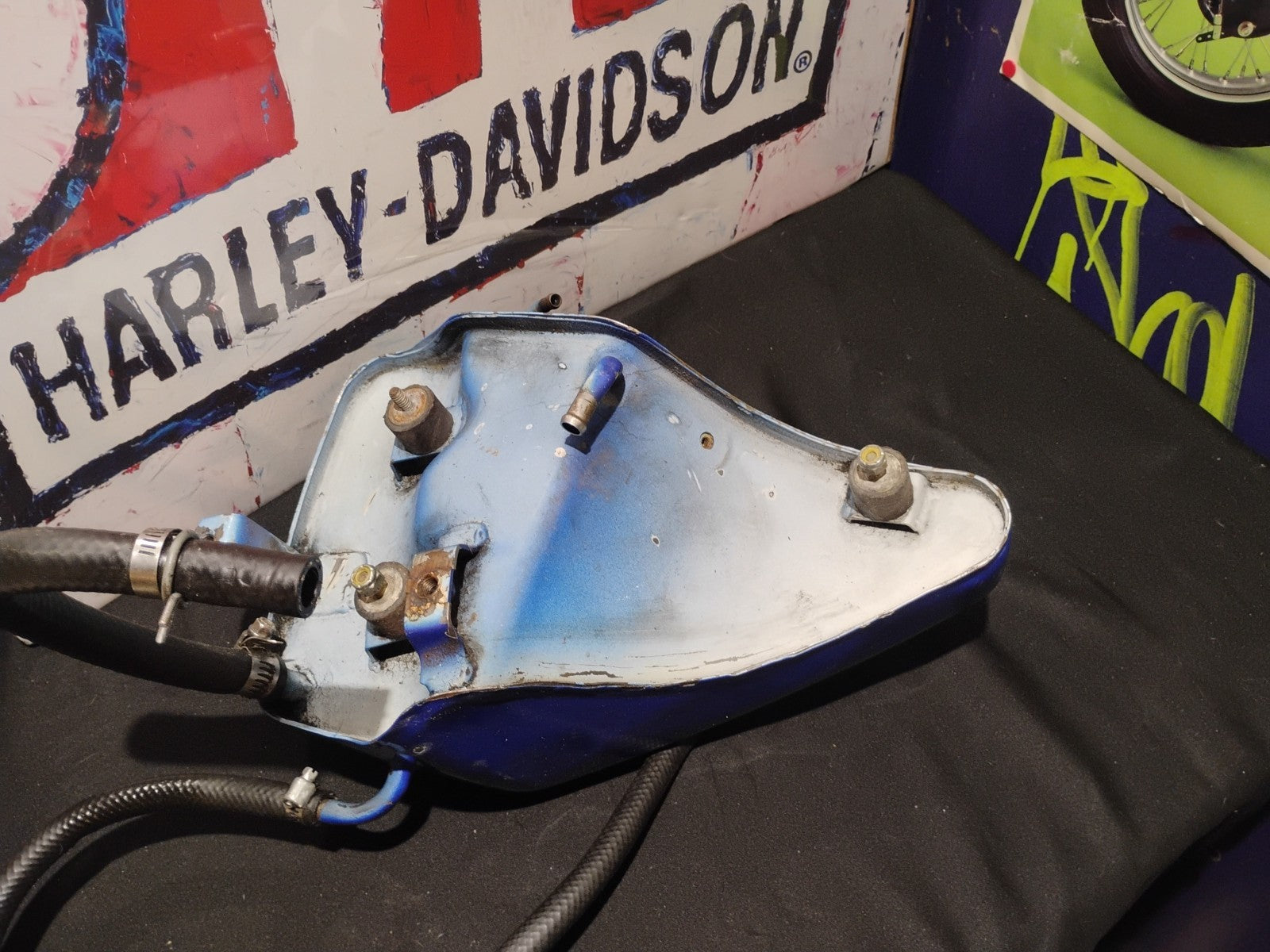 Harley Davidson Sportster oil tank Custom Paint Red White Blue 
