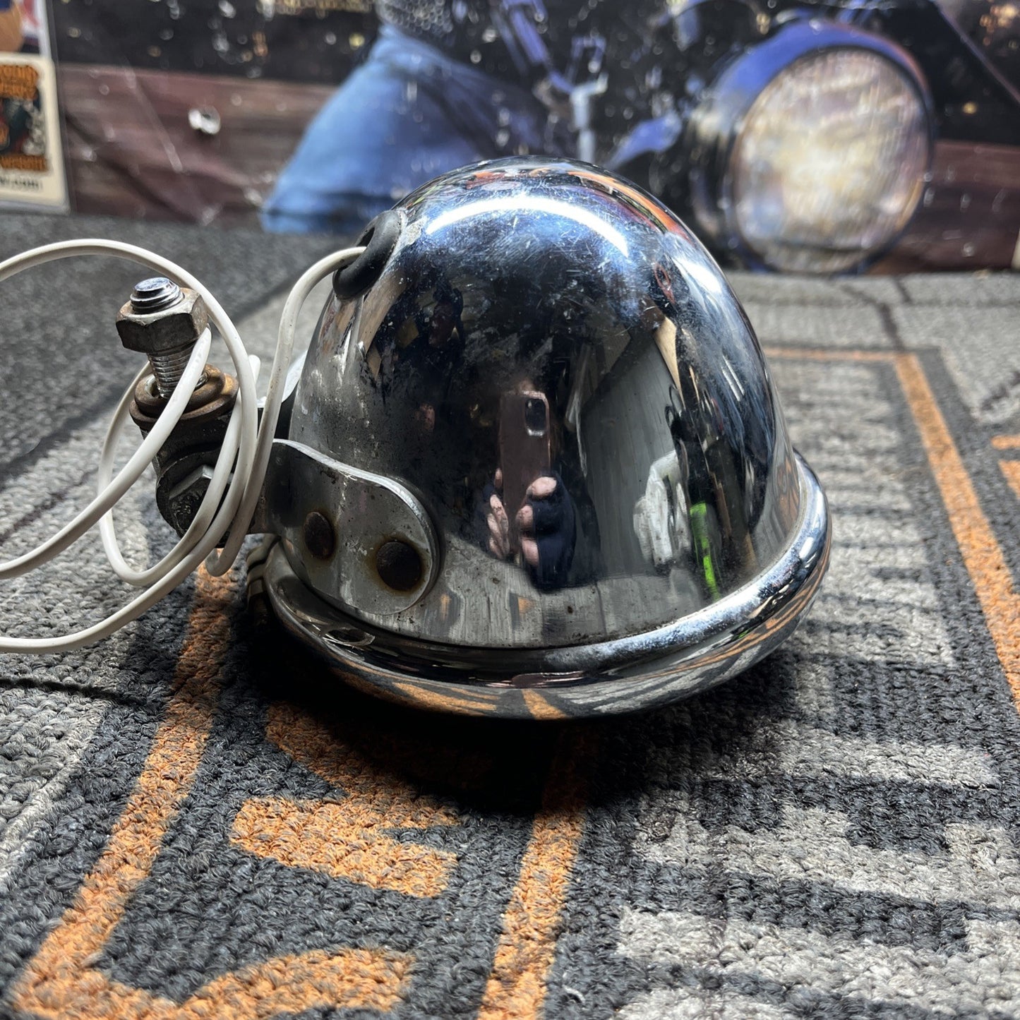 VINTAGE FOG AMBER CHROME 6 VOLT LAMP LIGHT