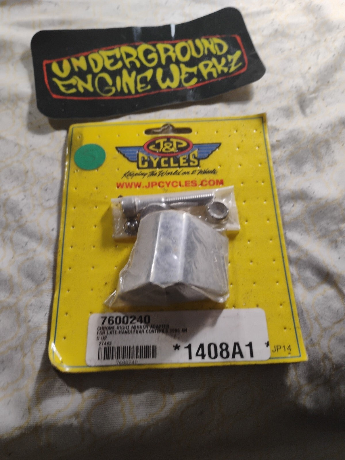 Mirror adapter chrome Harley Davidson R Side J&P Cycles Nos 7600240 1408a1