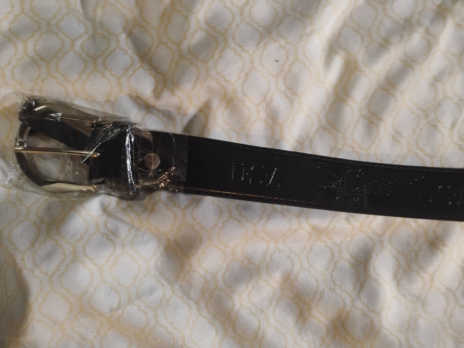 USA Eagle Genuine Leather Belt Size 34-36 Black Vintage USA American Bald Eagle