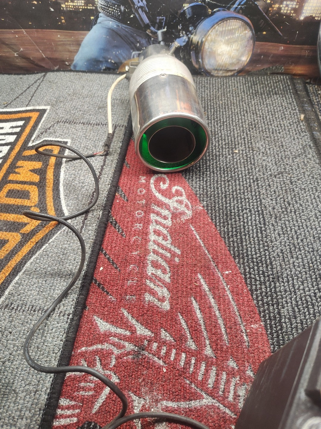 Exhaust Chrome Muffler TIP Lighted Afterburner 1 1/4" - 2" Green Light Color