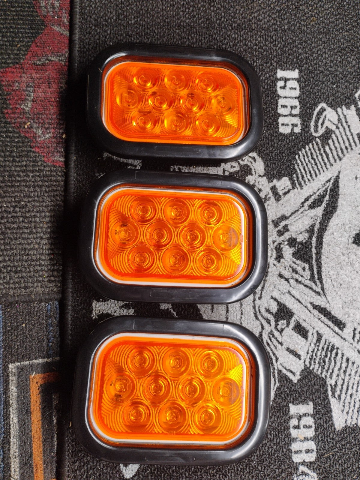 3pc Amber 5" x 3" Rectangular LED Tail Light DOT 80 Inch Trailer Tow Truck