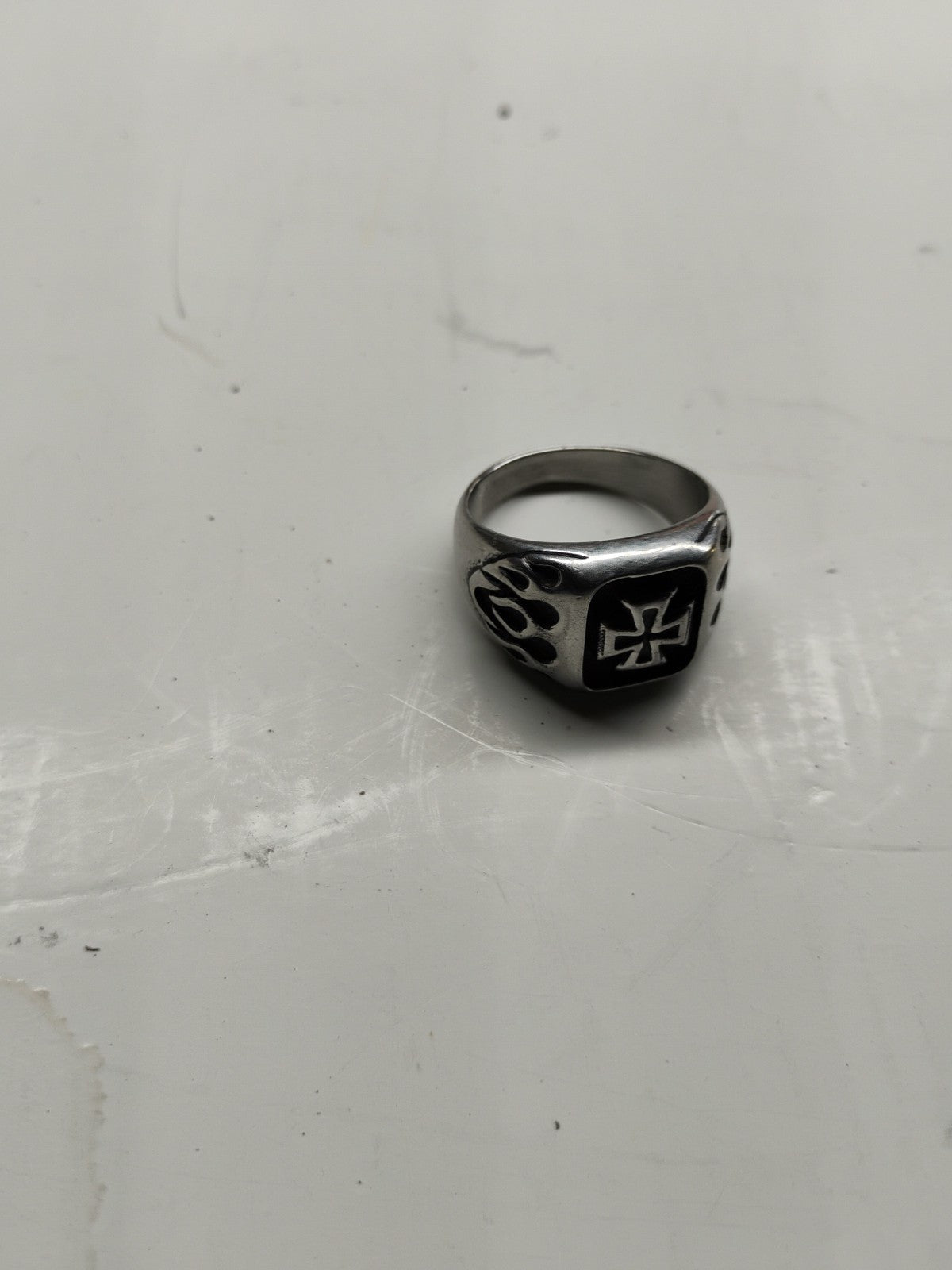 Mens Biker Ring Iron Cross 316 Stainless Steel Heavyweight Sz 9