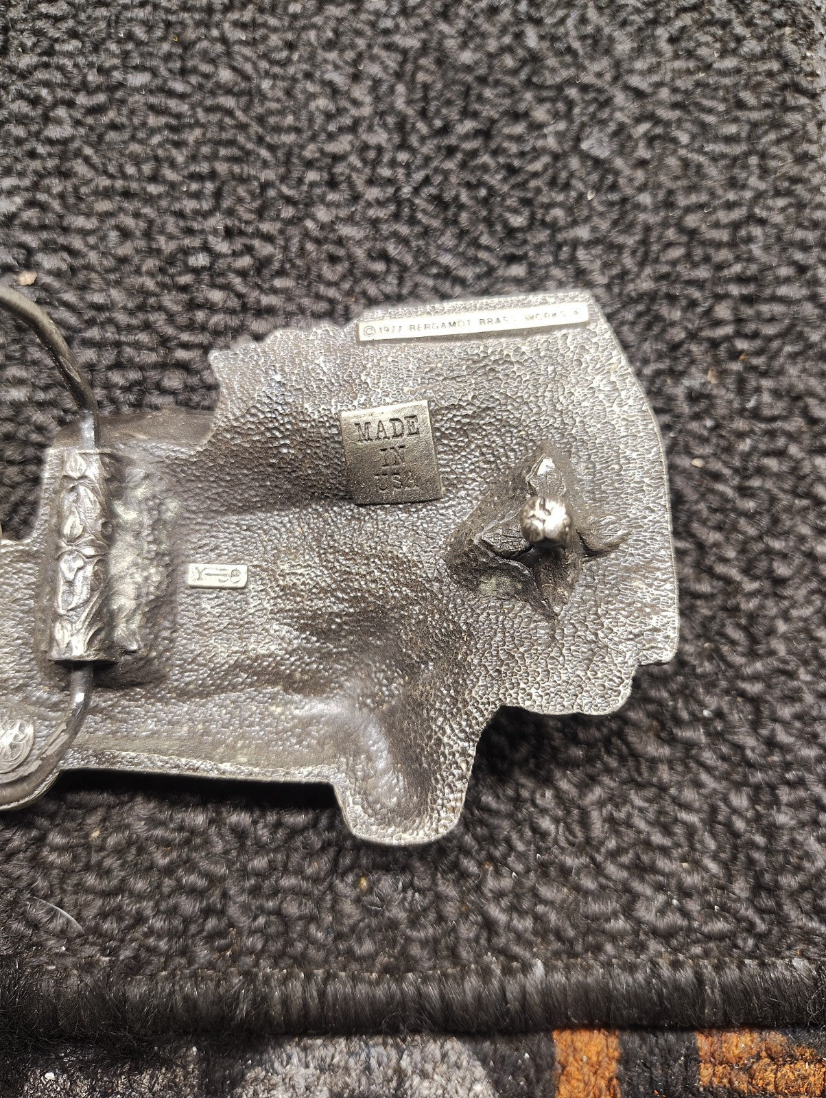 Vintage 1977 Bergamot Brass Works Semi Truck Belt Buckle Pewter Tone USA