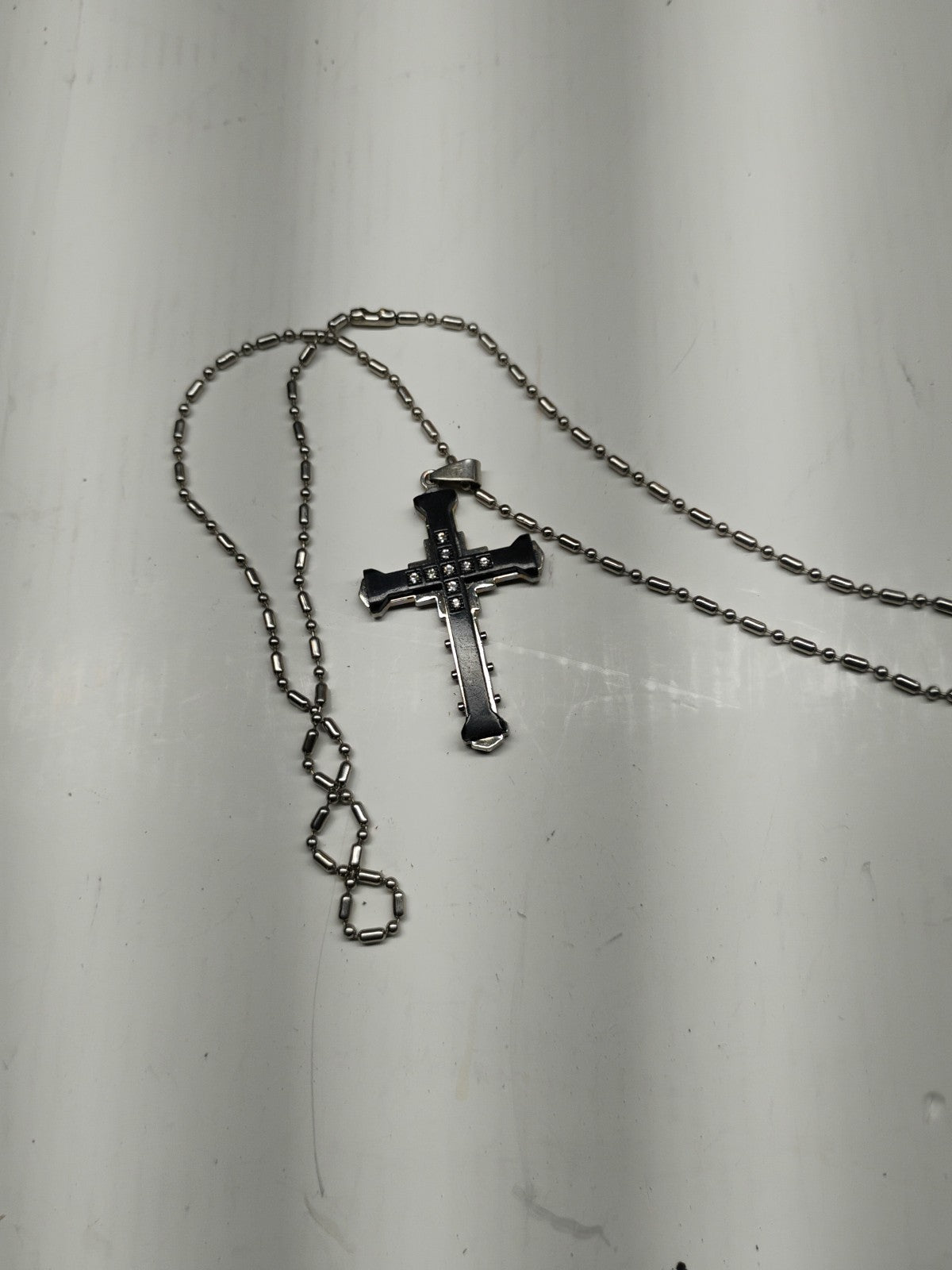 Christian Cross Necklace ~ Stainless Steel ~ 22” Chain ~ Black or Blue