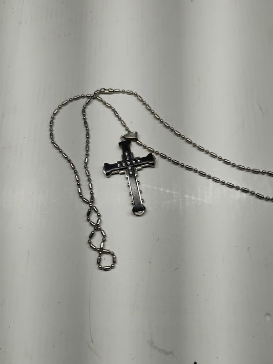 Christian Cross Necklace ~ Stainless Steel ~ 22” Chain ~ Black or Blue