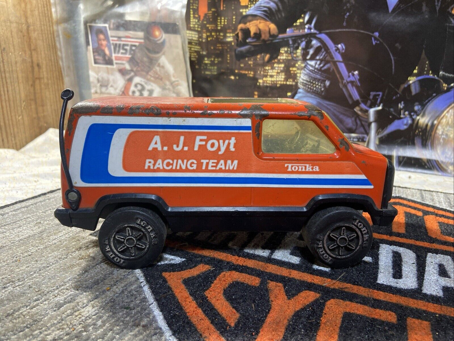 Vintage 1980’s Tonka A.J Foyt Racing Team Van Steel Pressed Steel Vehicle
