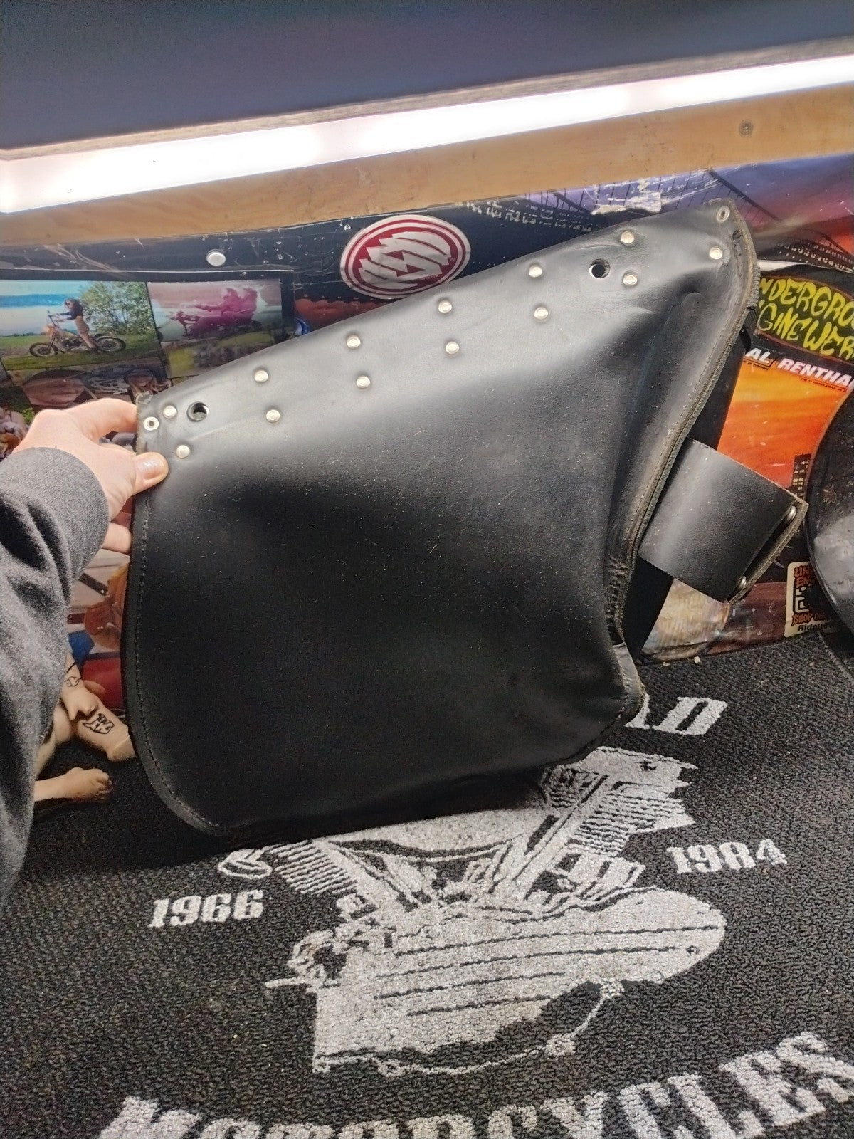 Motorcycle seat bags Saddle Bag Leather Left& Right With Cup Holders