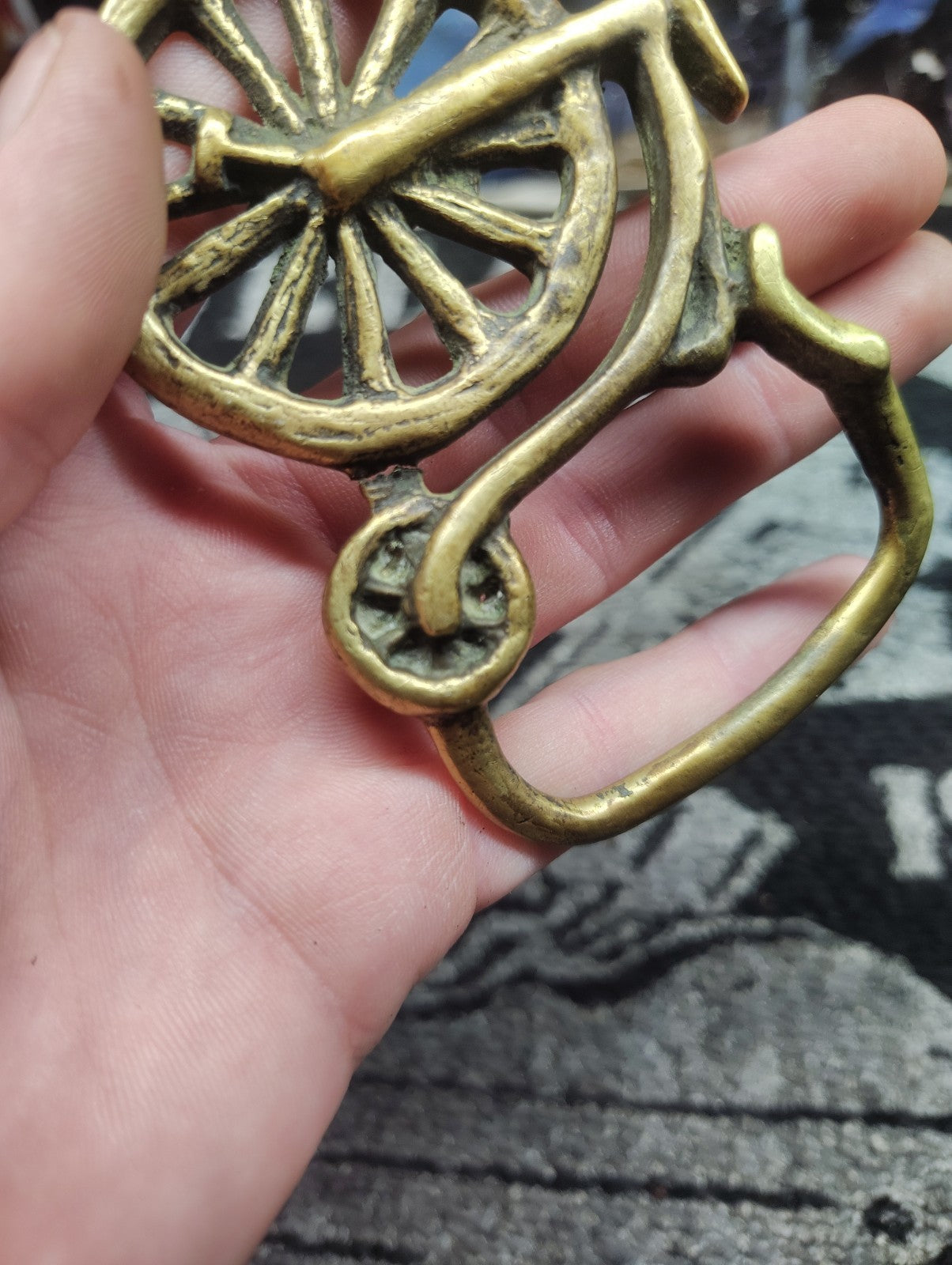 Vintage Solid Brass High Wheel Bicycle Belt Buckle Penny Farthing Cyclist