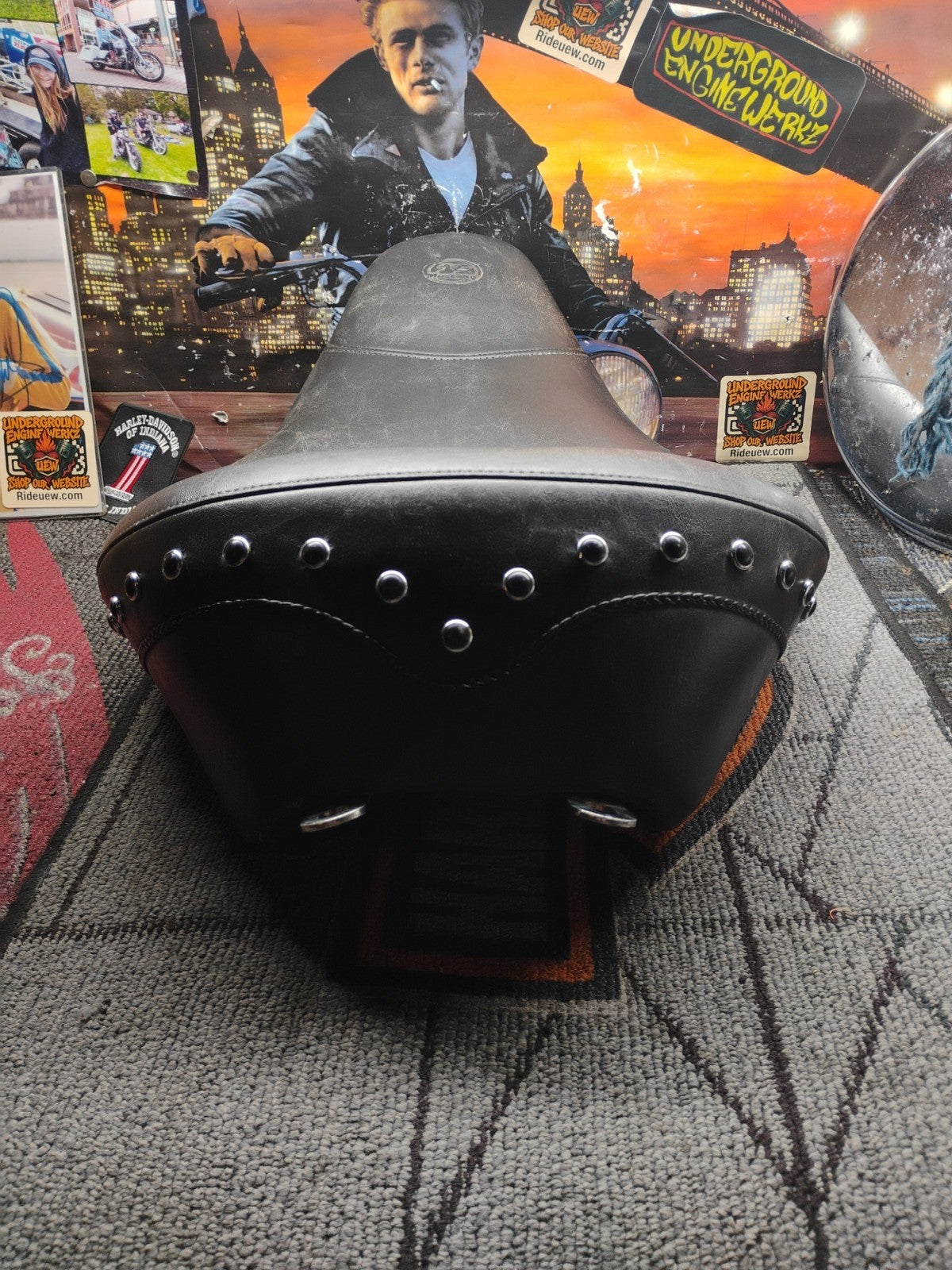 Mustang - 76028 - Studded Solo Seat, Black Studs