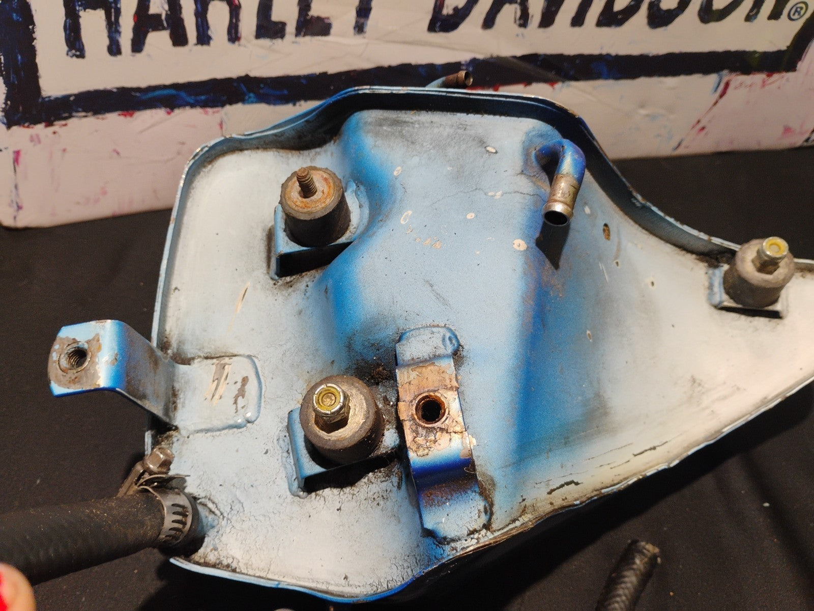 Harley Davidson Sportster oil tank Custom Paint Red White Blue 