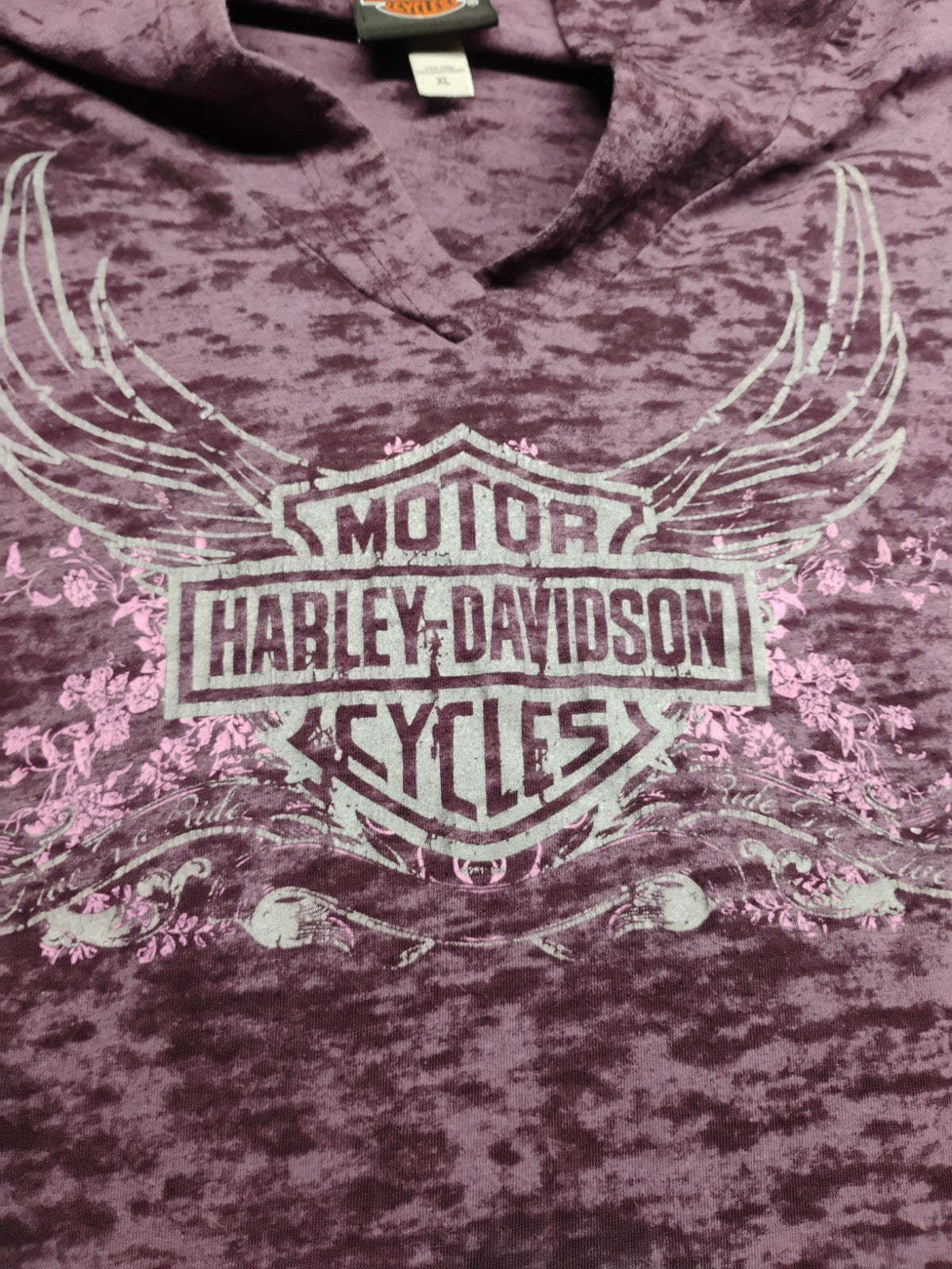 Harley-Davidson Women's XL Purple Burnout Hooded Long Sleeve Seattle WA
