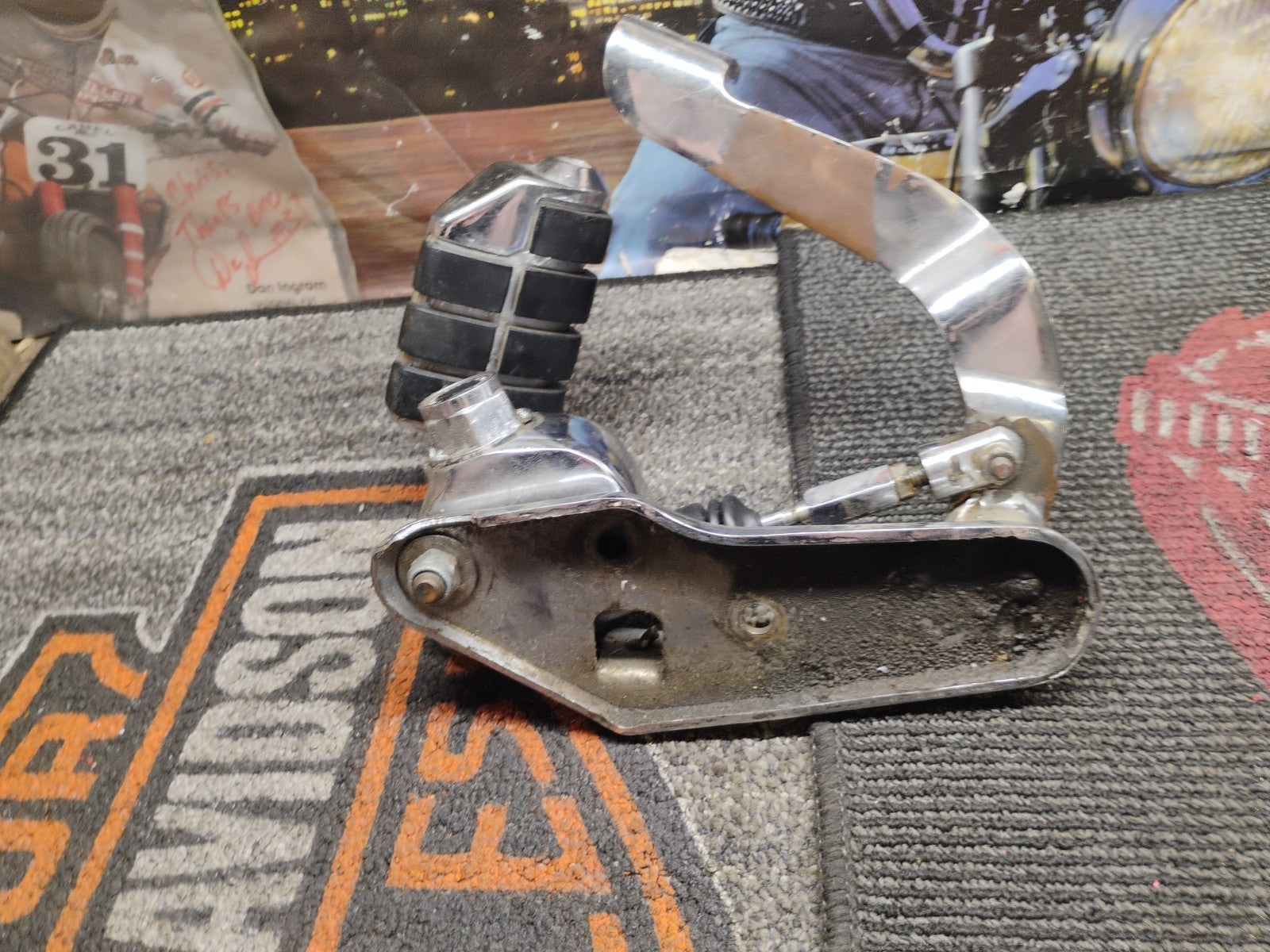   Harley Davidson Chrome Master Cylinder Brake Lever With Foot Pedal