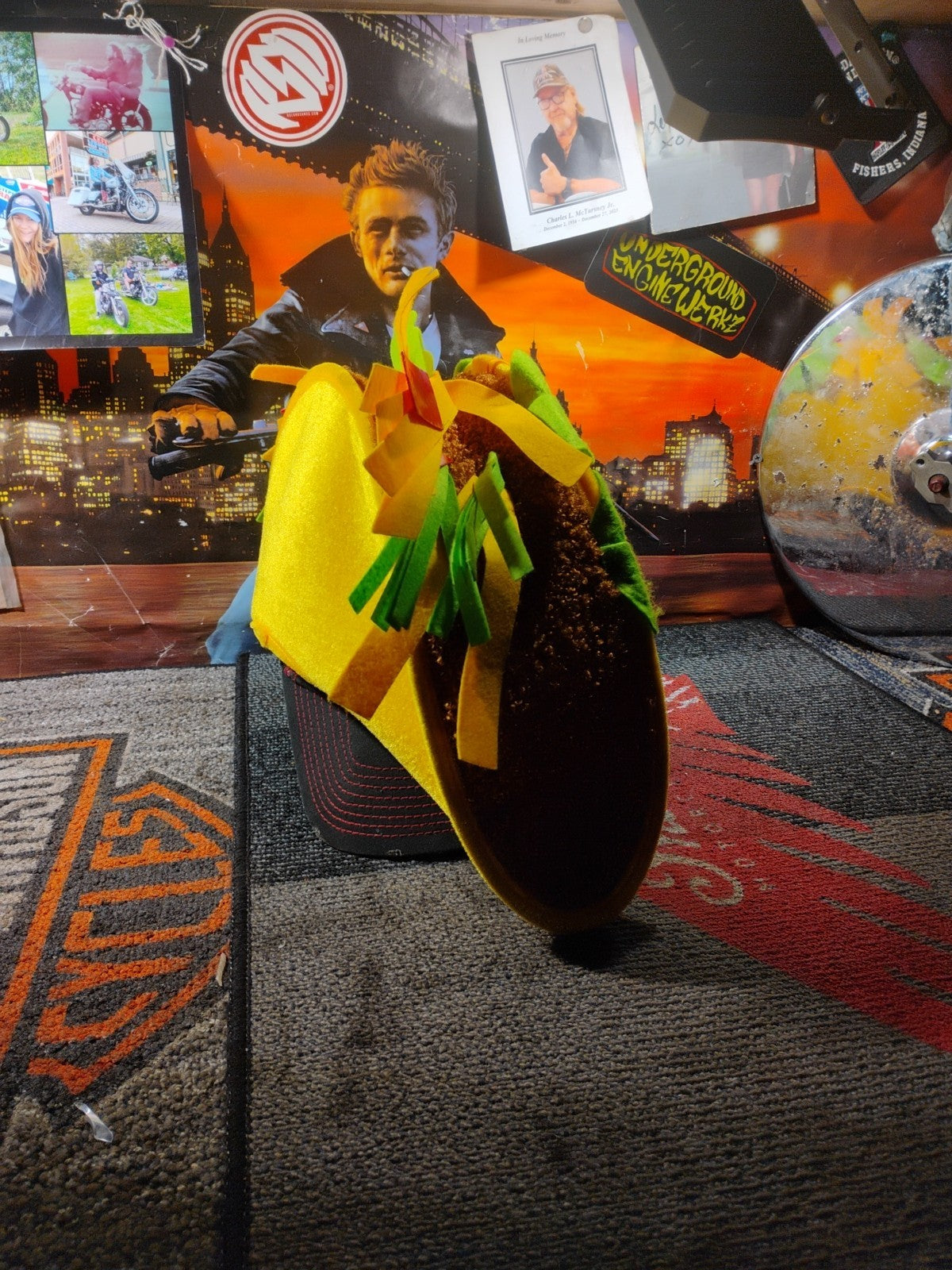 Adult Fiesta Yellow Taco Party Hat Novelty Food Prop Halloween Costume Accessory