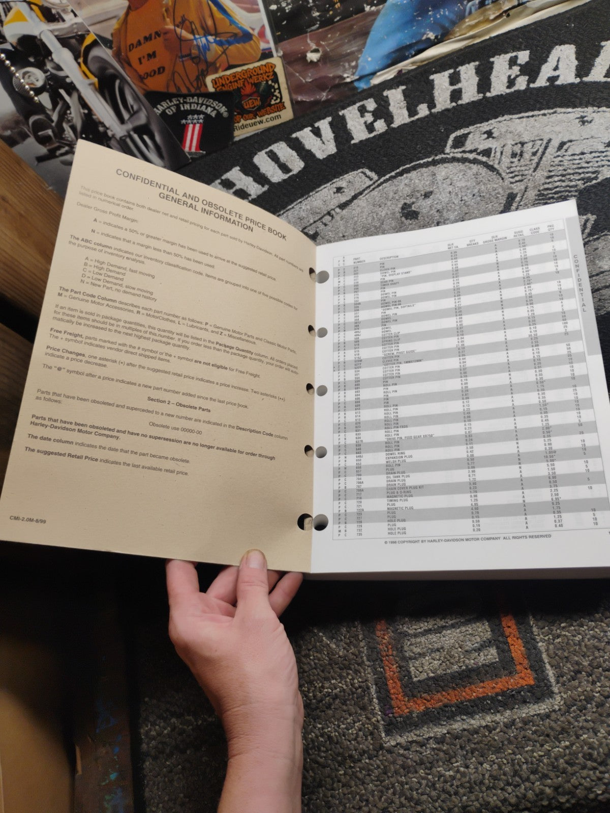 1996 Harley-Davidson Confidential & Obsolete Parts Price Book Buell