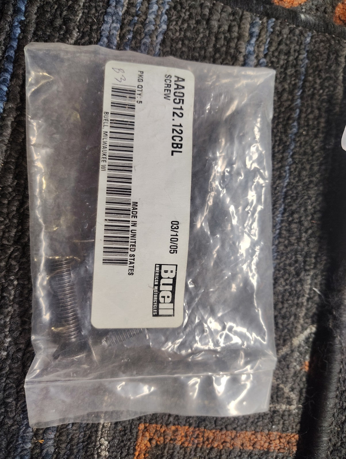 Buell OEM AA0512.12CBL Flat Head Screw 5/16-18 x 1-1/2 New