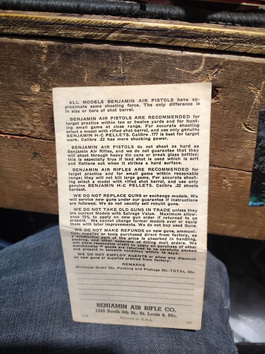 Vintage Rare Benjamin Beacon ownwers manual  paper work 