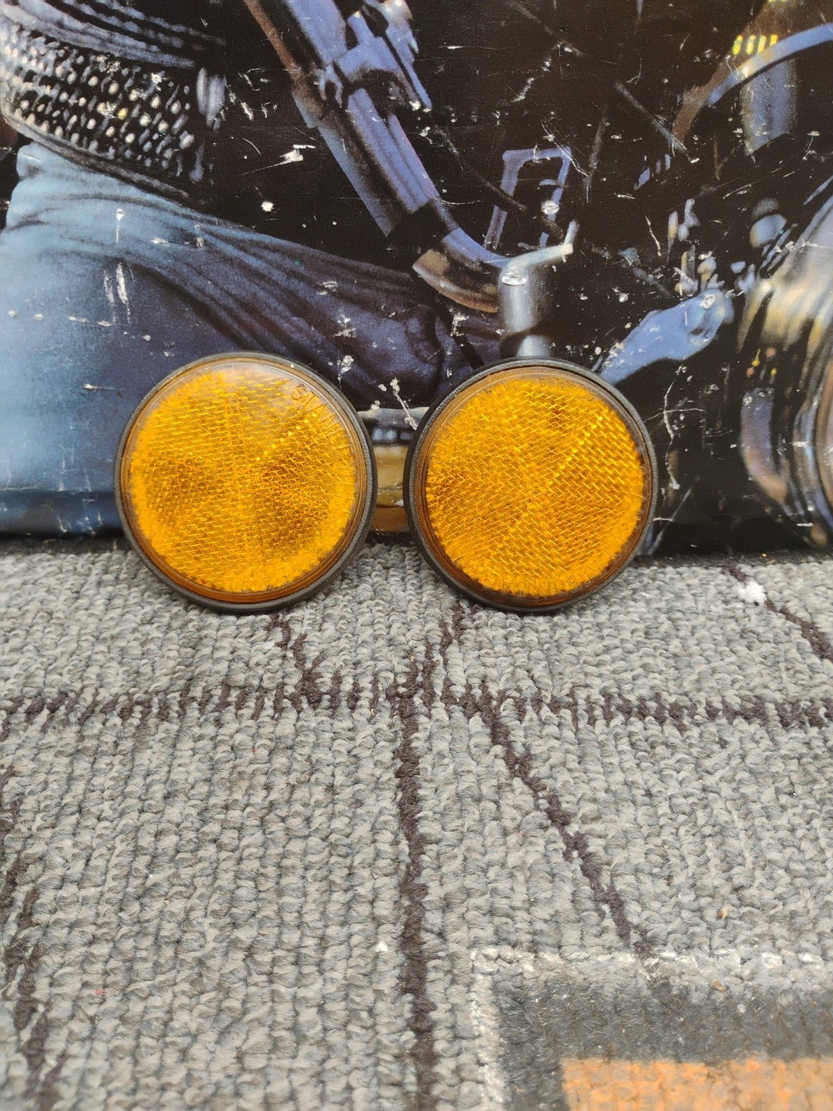 Round Amber Motorcycle Reflector Stanley 072-1042 R-168 Yamaha5.5 cm OD