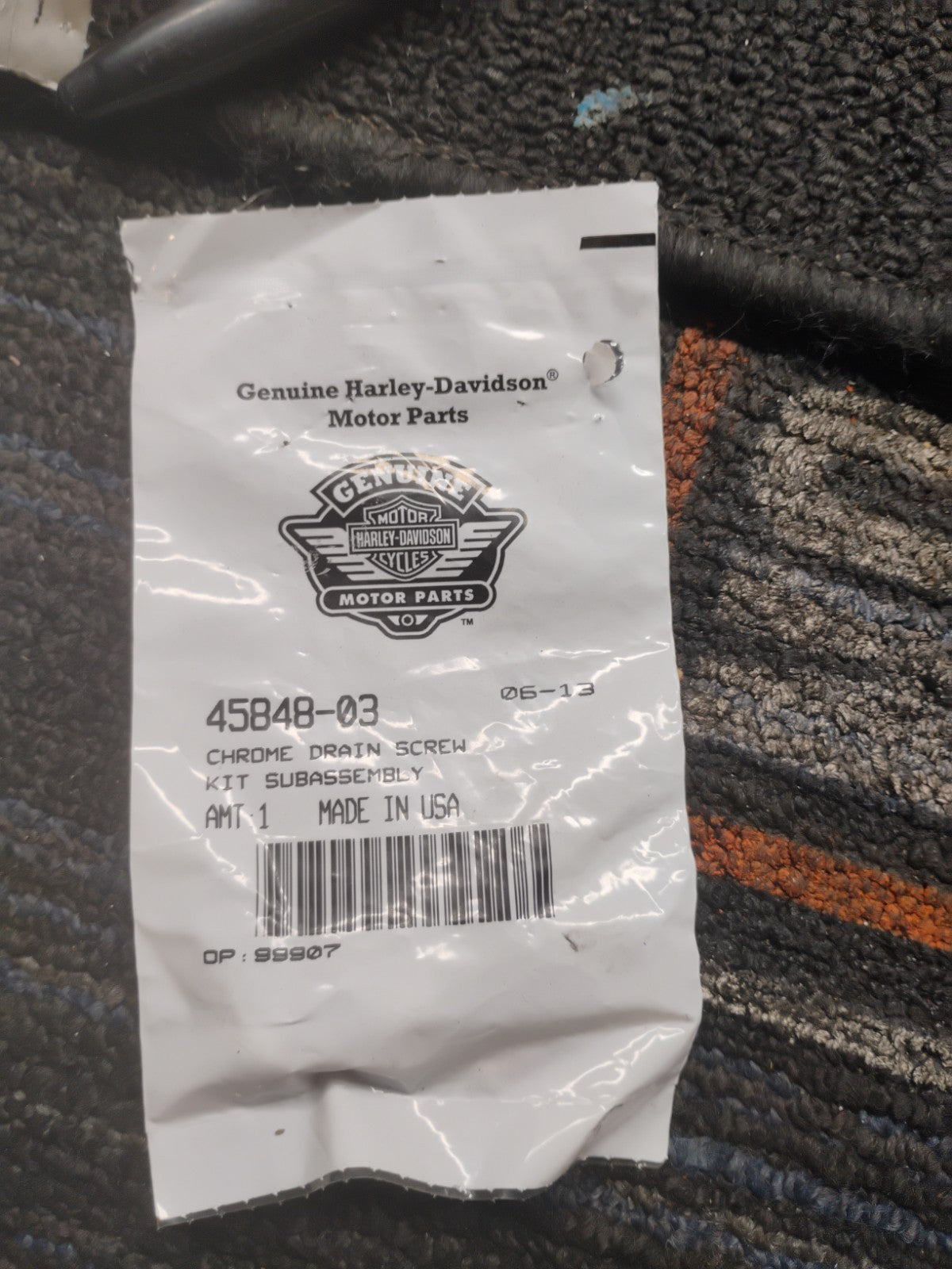 NOS OEM Harley-Davidson Chrome Drain Screw Kit Assembly 45848-03