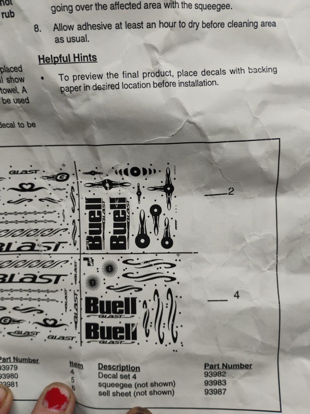 NOS Buell Blast Mesa Personal FX Art Decal Set 2 H-D 13622-00Y