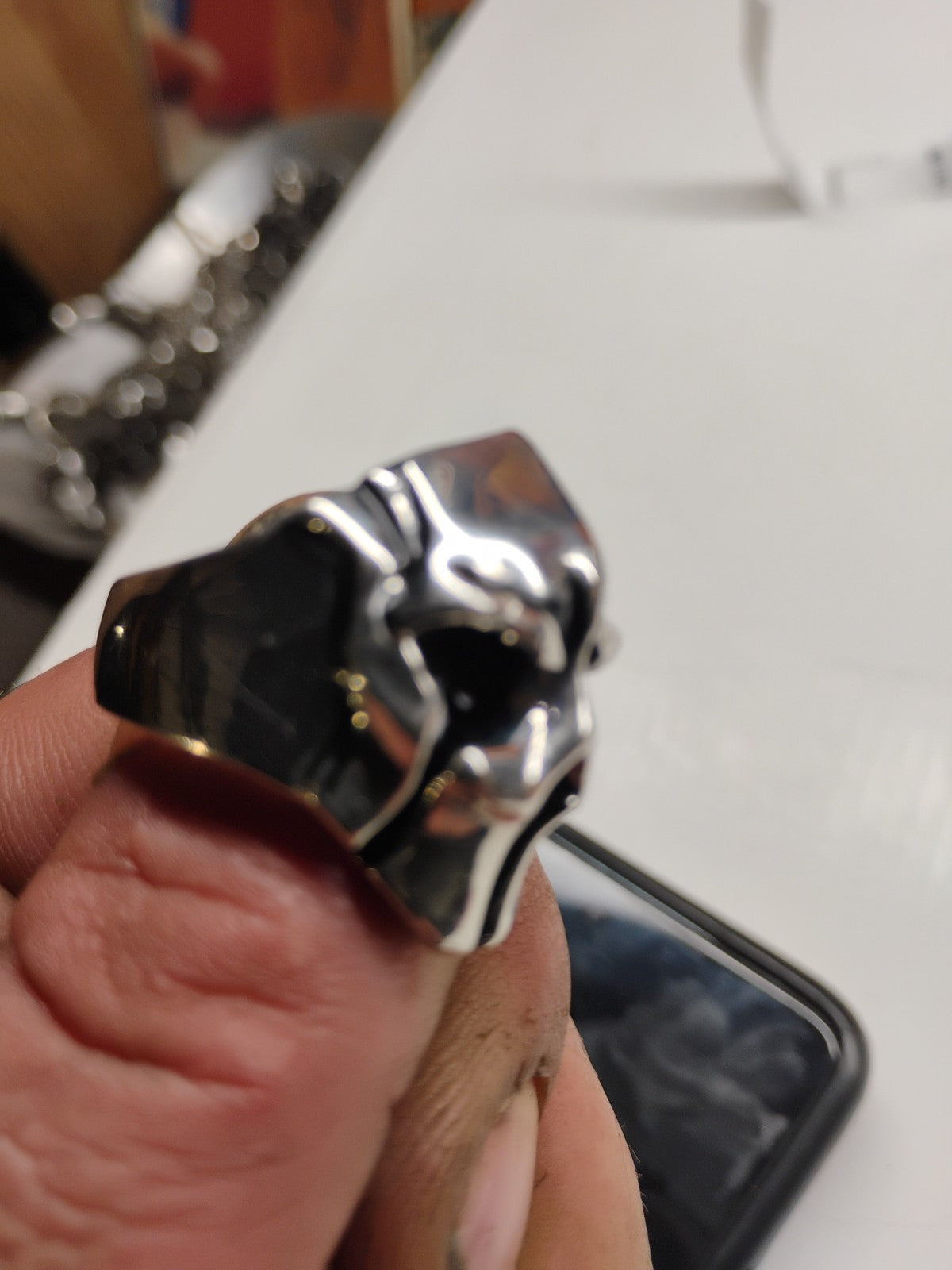 Mens Biker Gladiator Skull Spartan Helmet Ring Stainless Steel Size 9 Gift