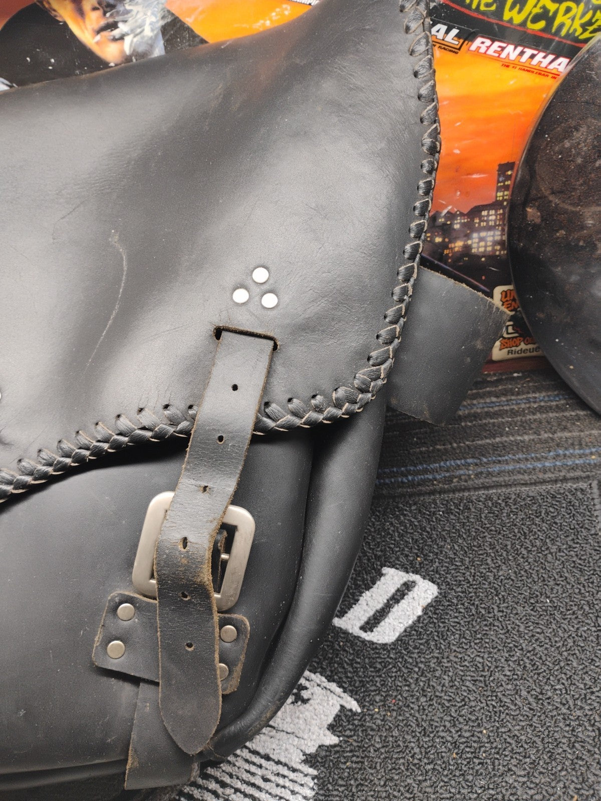 Motorcycle seat bags Saddle Bag Leather Left& Right With Cup Holders