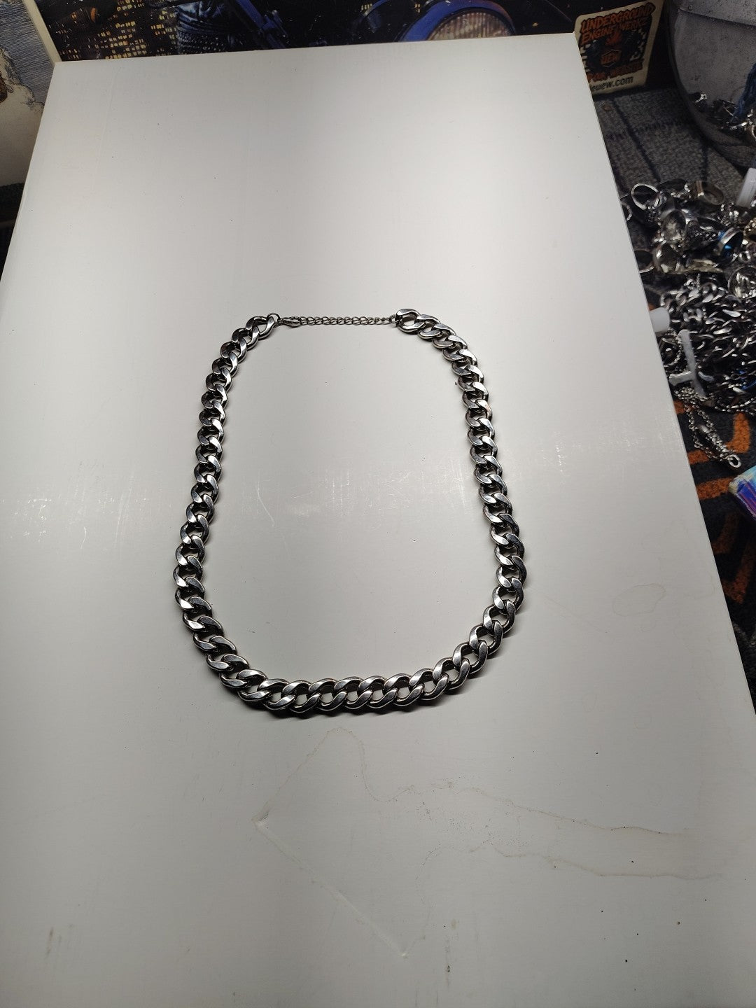 Mens Biker Necklace Silver Metal Classic Chain L Links Motorcycle Fashion Heavy 