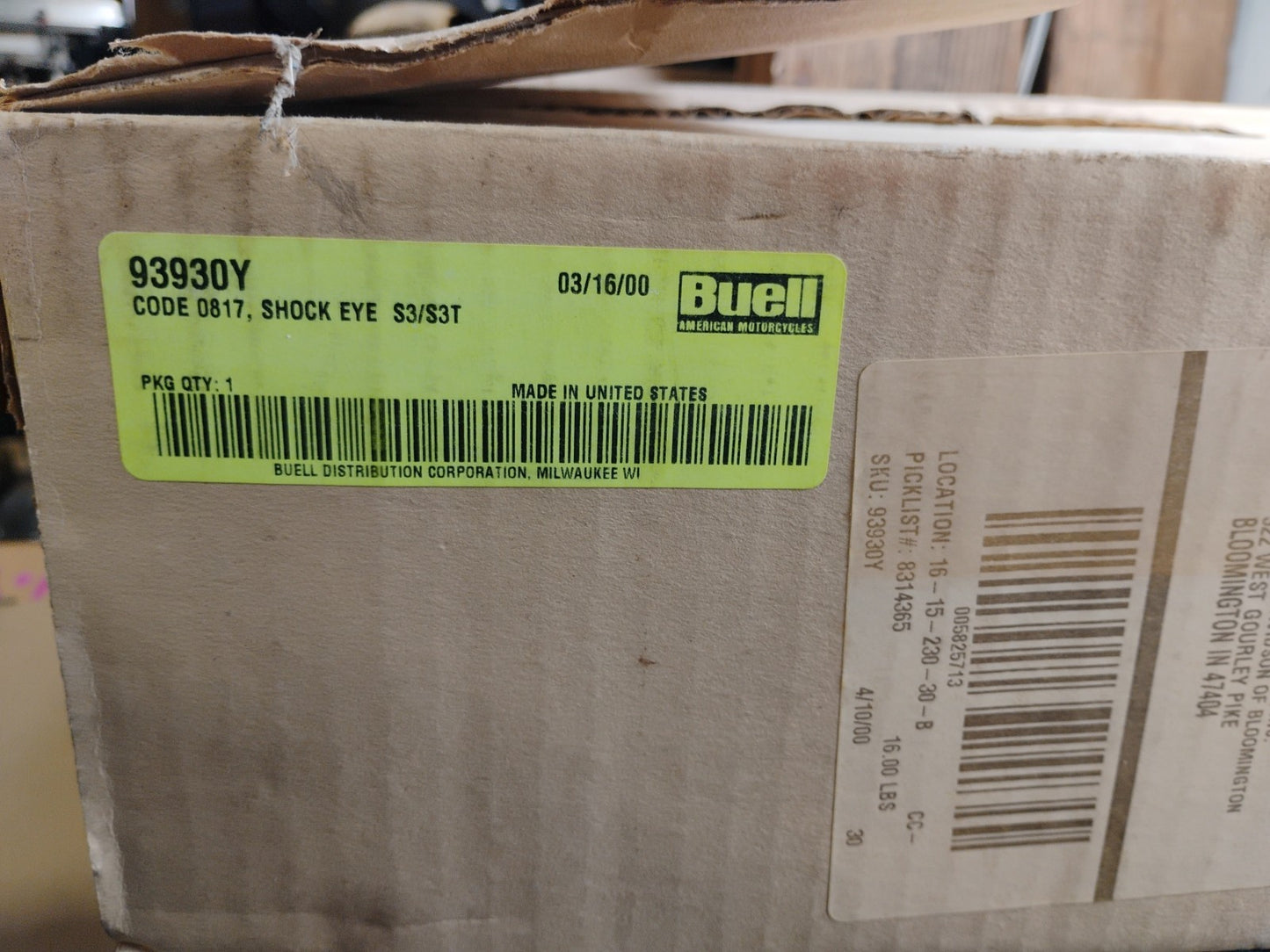 NOS Buell Rear Shock Absorber Kit 93920Y S3 S3T OEM Harley-Davidson