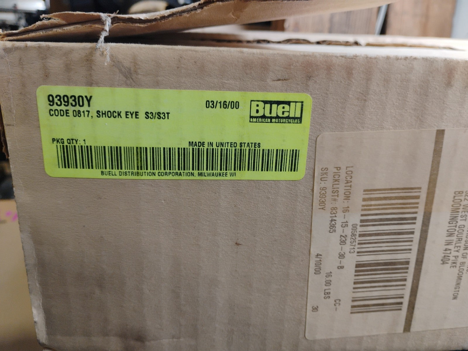 NOS Buell Rear Shock Absorber Kit 93920Y S3 S3T OEM Harley-Davidson