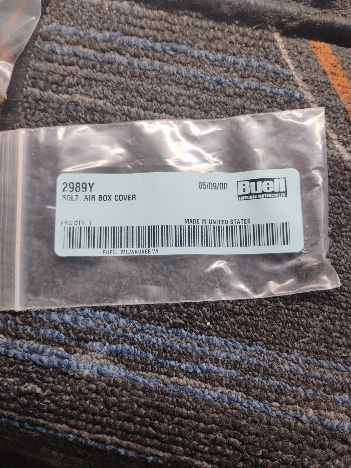 Buell OEM 2989Y Air Box Cover Bolt NOS