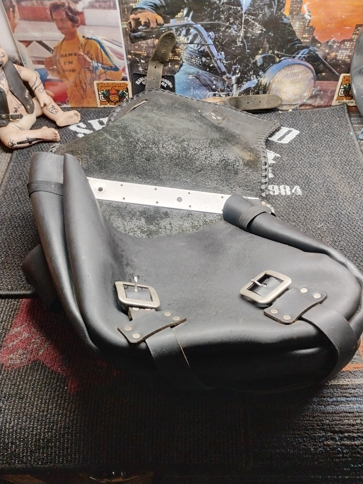 Motorcycle seat bags Saddle Bag Leather Left& Right With Cup Holders
