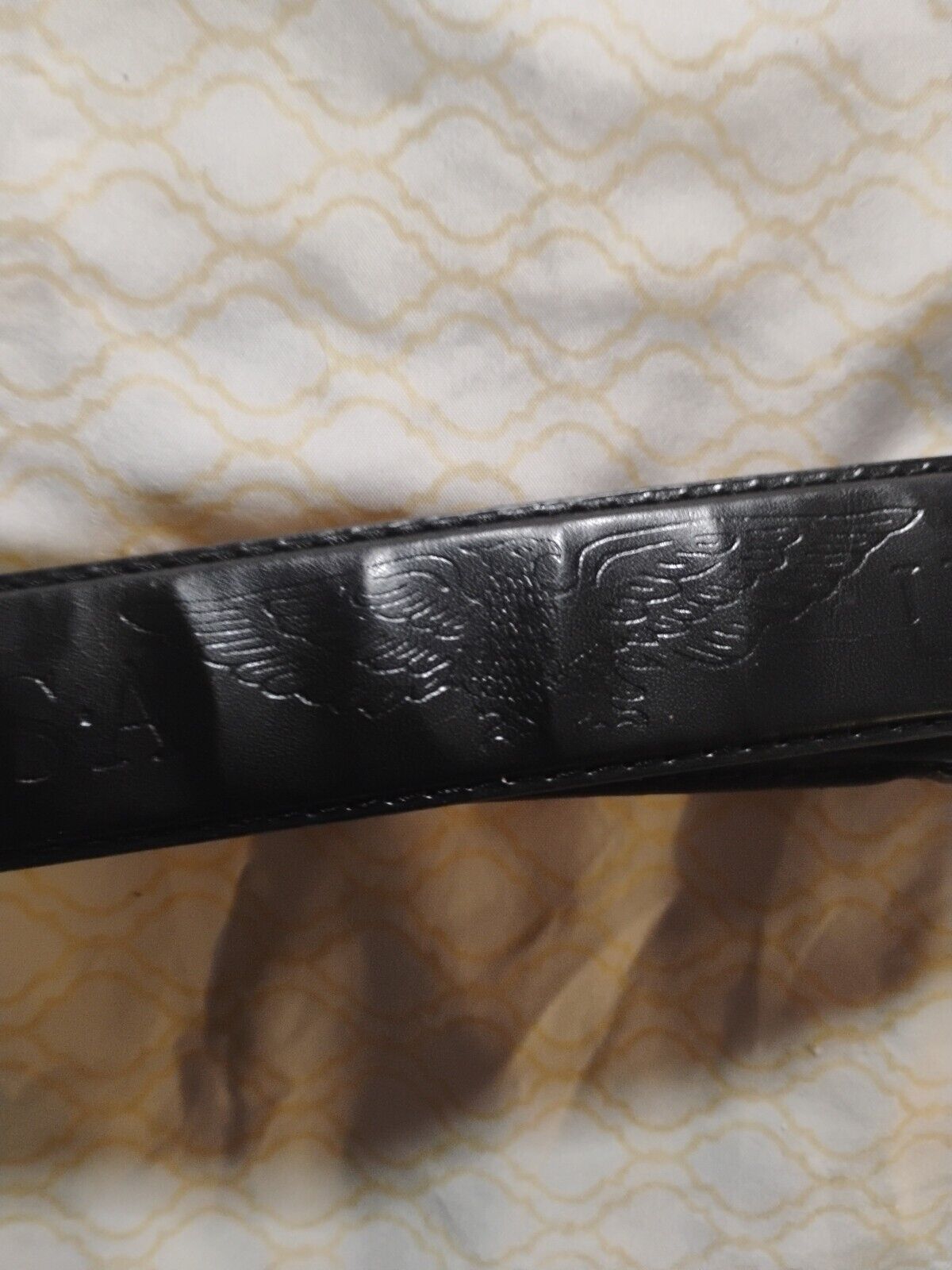 USA Eagle Genuine Leather Belt Size 34-36 Black Vintage USA American Bald Eagle