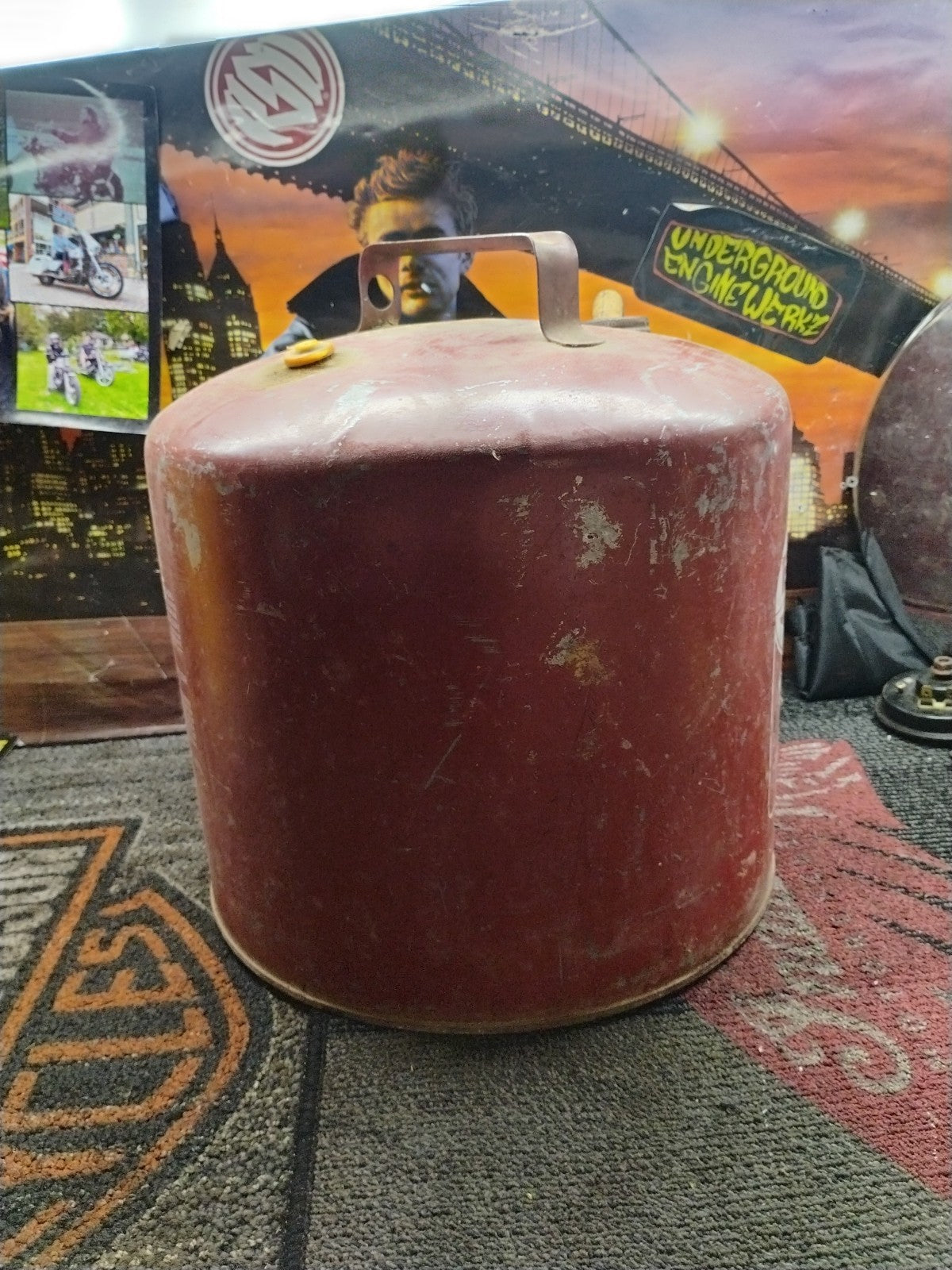 Vtg Eagle Galvonized Gasoline Can 5 Gallon Model SP 5 Red Metal With Spout 