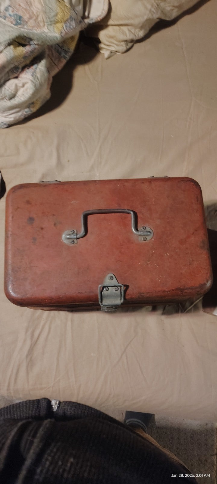 1950s JC Higgins Red Metal Ice Chest Cooler Vintage Sears Picnic / Bicycle Acces