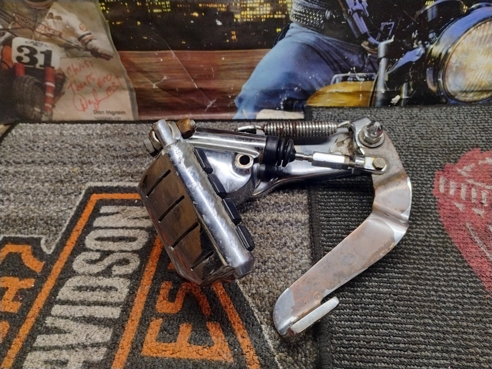   Harley Davidson Chrome Master Cylinder Brake Lever With Foot Pedal