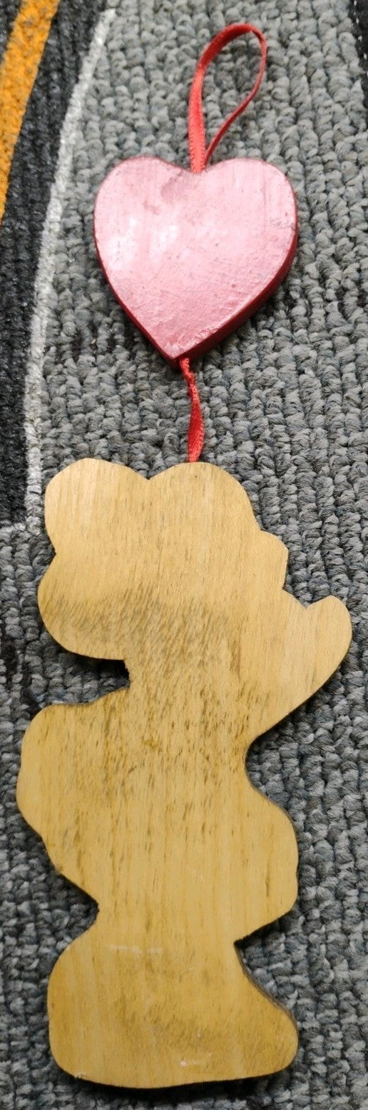Disney Vintage Kurt Adler Minnie Mouse Wood Christmas Ornament Heart Love Rare!