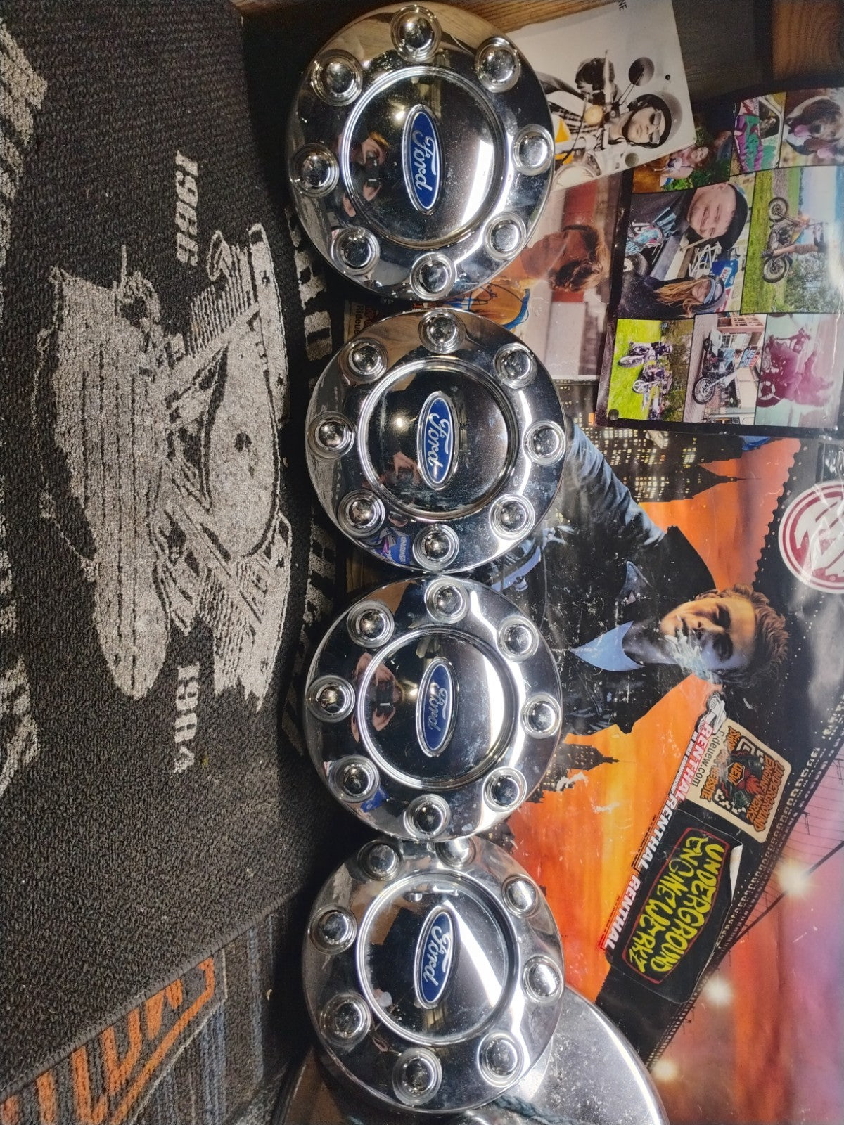 Set of 4 OEM Ford King Ranch Center Caps Chrome Hub Covers