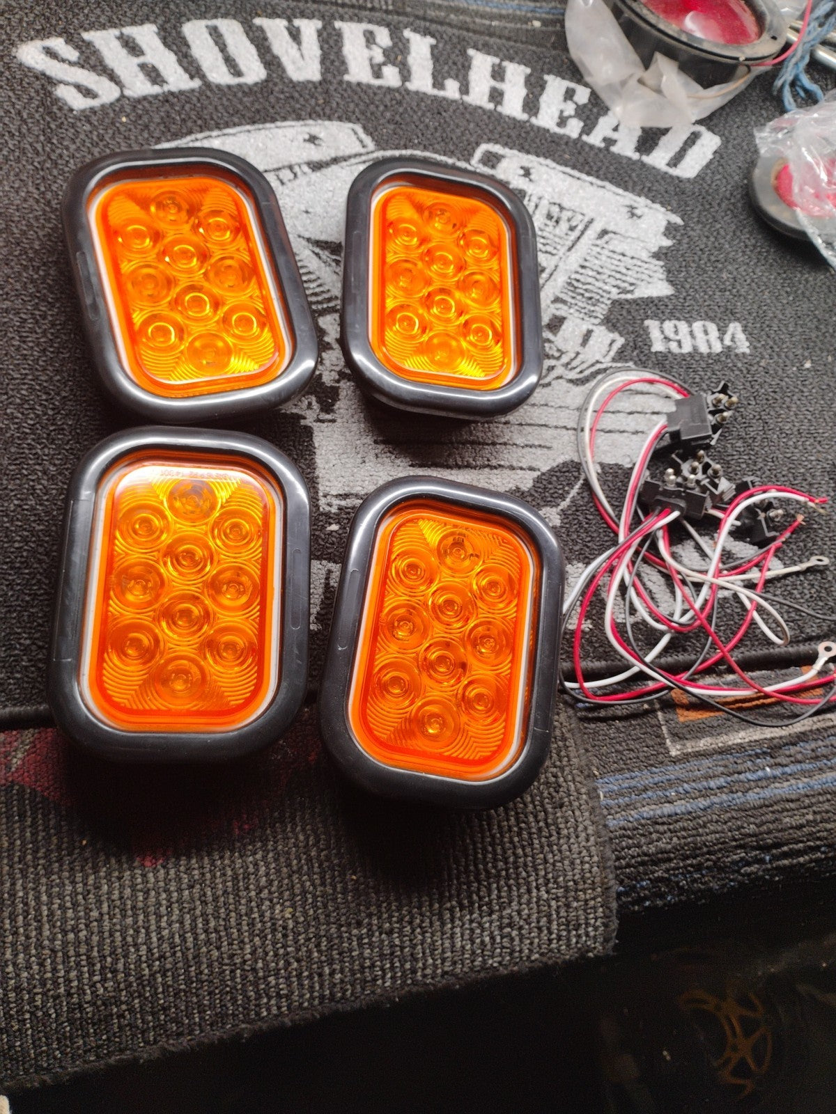 Amber 5" x 3" Rectangular LED Tail Lights DOT 80 Inch Trailer Tow Truck