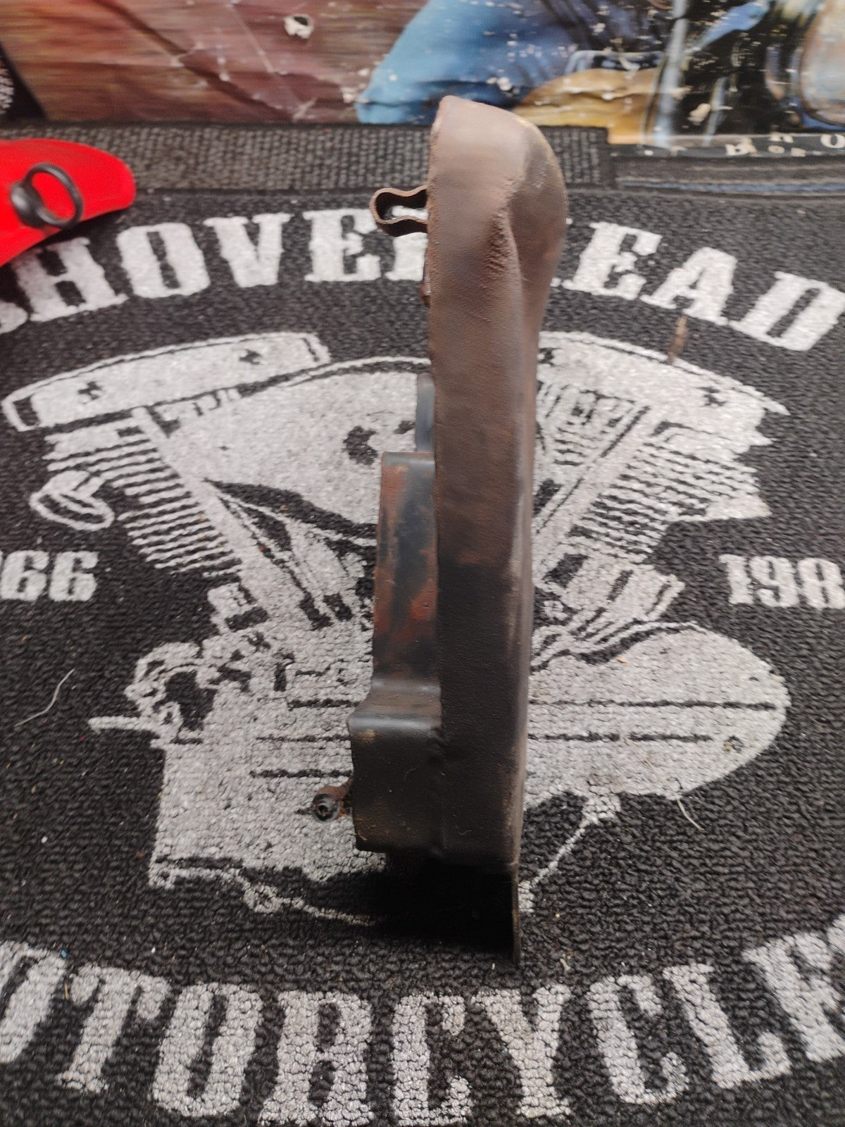 Vintage 1970s Indian ME100 Oil Tank Triangle Steel w/ Sight Glass Chopper OEM