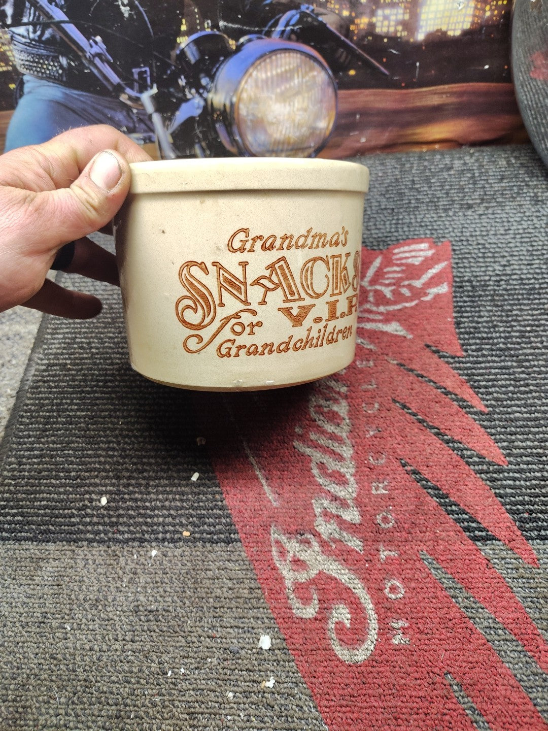 VintPottery Crock "Grandma's Snacks for V.I.P. Grandchildren"Candle Crock