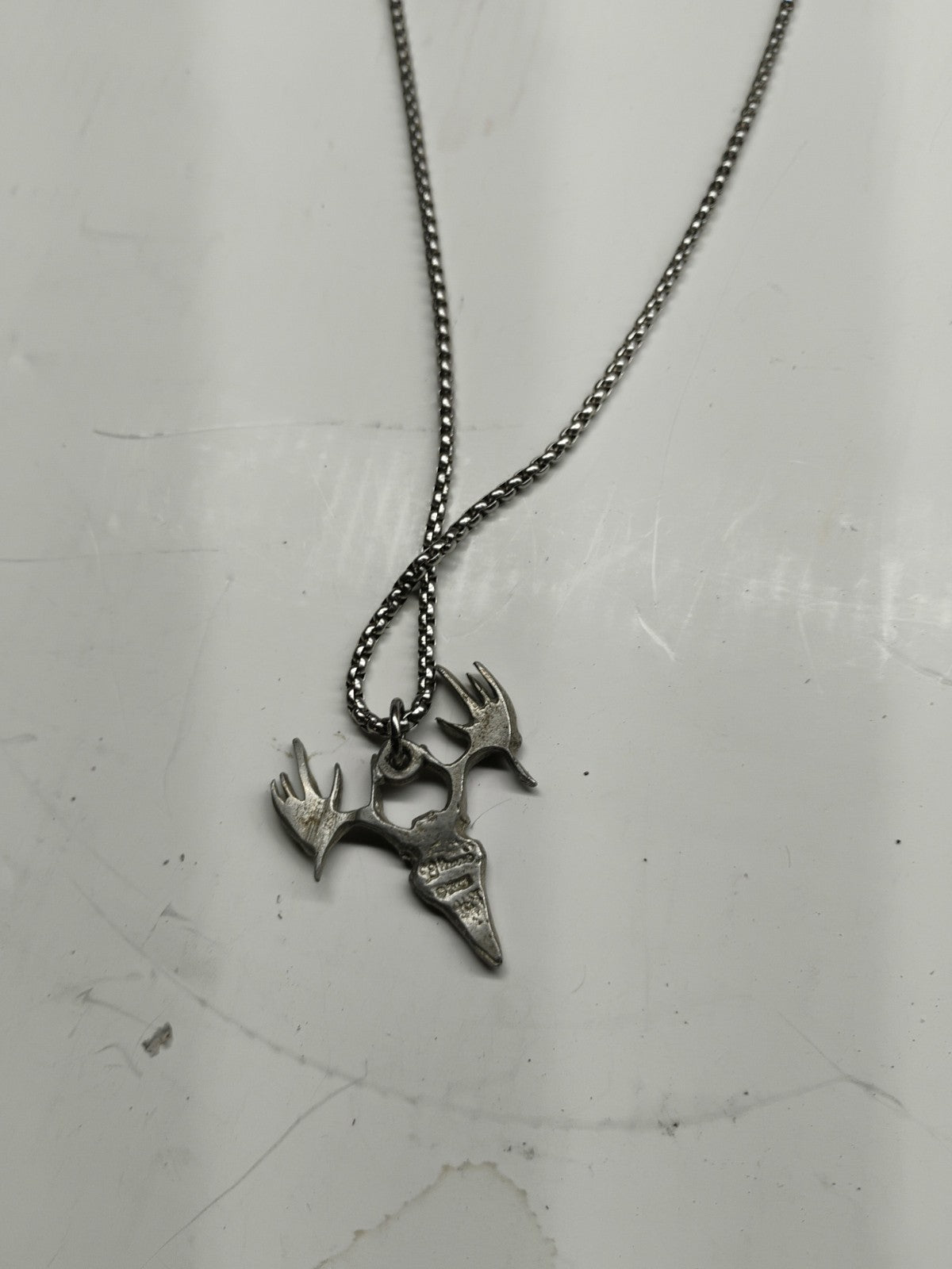 Buck Skull Deer Harris Fine Pewter Pendant USA Made