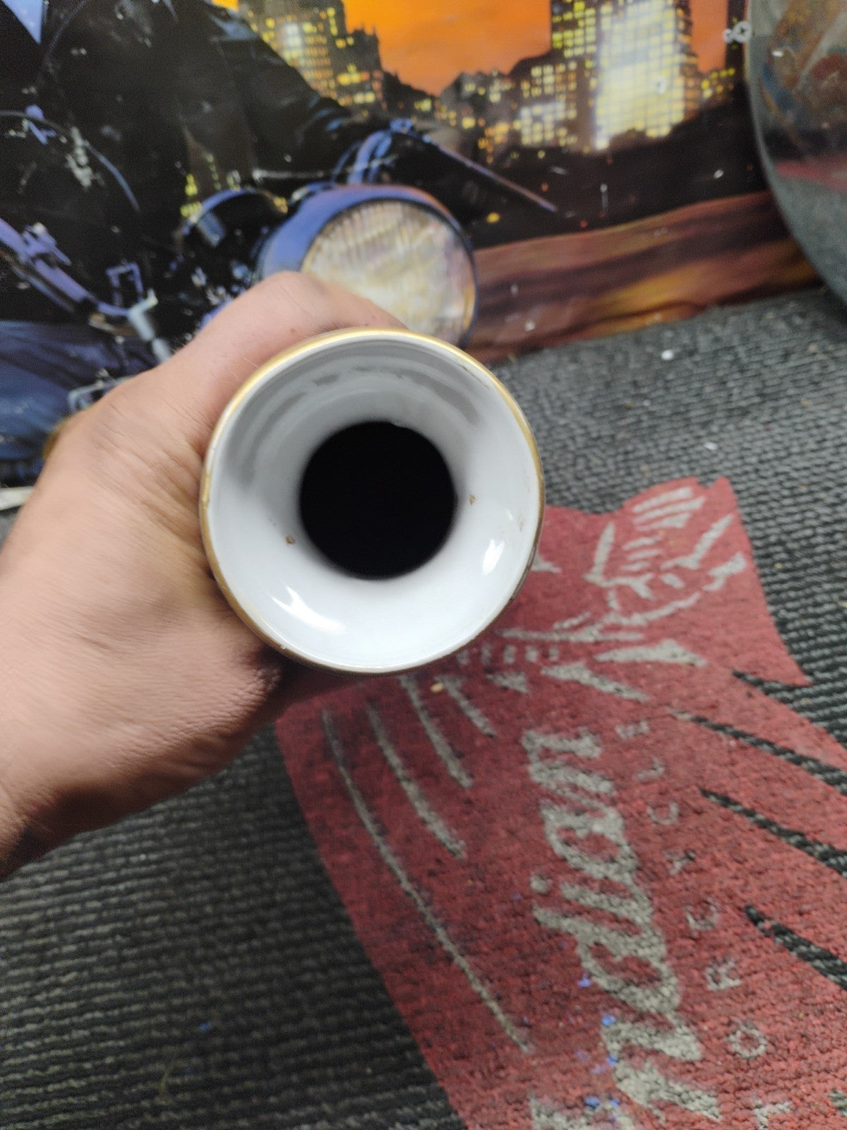 ASIAN CHINESE POCELAIN MORIAGE VASE PAGODA FLORAL DESIGN 9.5" TALL RARE ANTIQUE