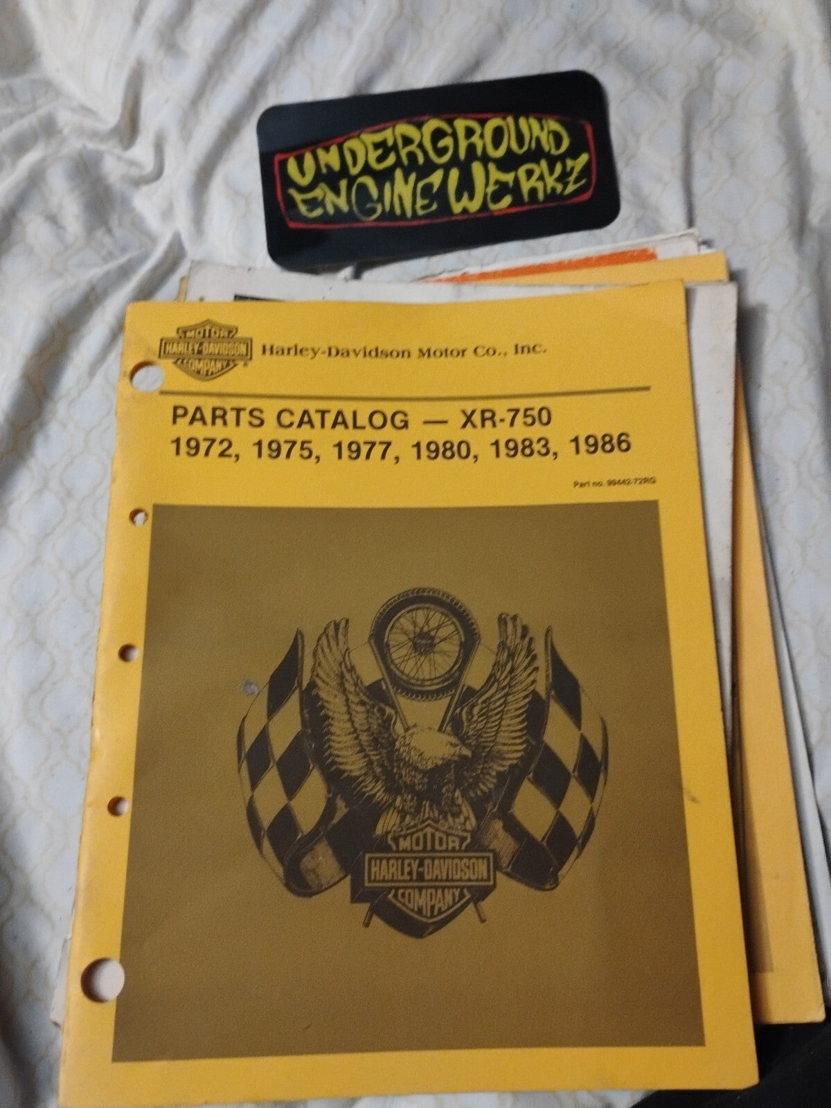 Vtg Harley Davidson XR-750 '72, '75, '77, '80, '83, '86 Parts Catalog 99442-72RG